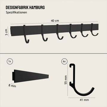 Designfabrik Hamburg Hakenleiste ohne Bohren, Küchenleiste selbstklebend, Küchenutensilienhalter, inkl. hochwertigem Markenklebeband