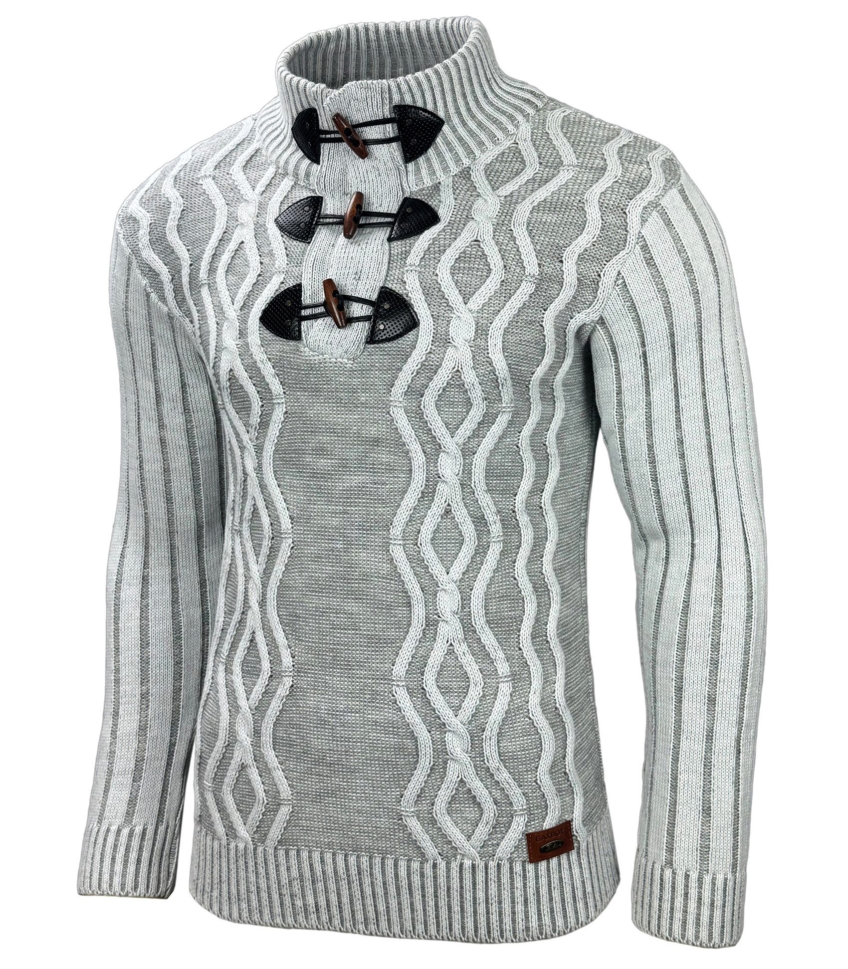Strickpullover Baxboy Herren Pullover Hoher Kragen Stehkragen Strickpullover B-291