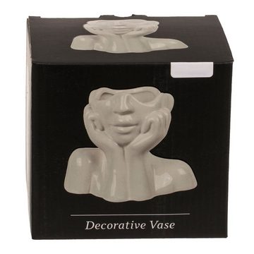 ReWu Dekovase Keramik-Vase Face 14 x 7 x 11,5 cm