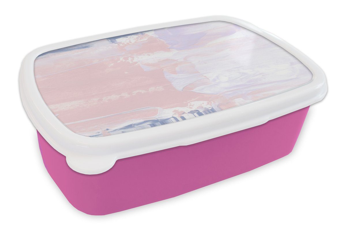 MuchoWow Lunchbox Pastell - Gestaltung - Farbe, Kunststoff, (2-tlg), Brotbox für Erwachsene, Brotdose Kinder, Snackbox, Mädchen, Kunststoff rosa