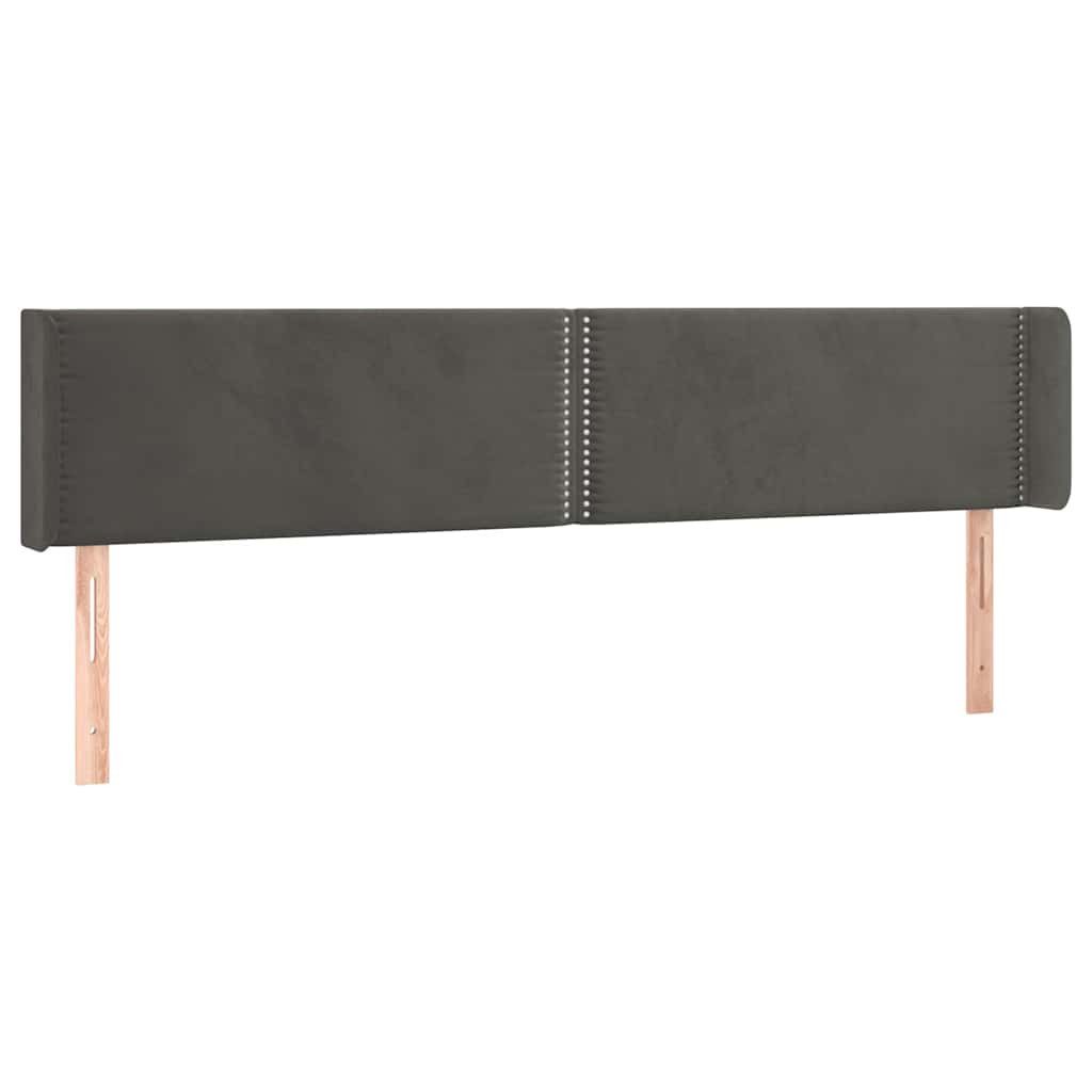 Bett Kopfteil mit Ohren Dunkelgrau 163x16x78/88 cm Samt