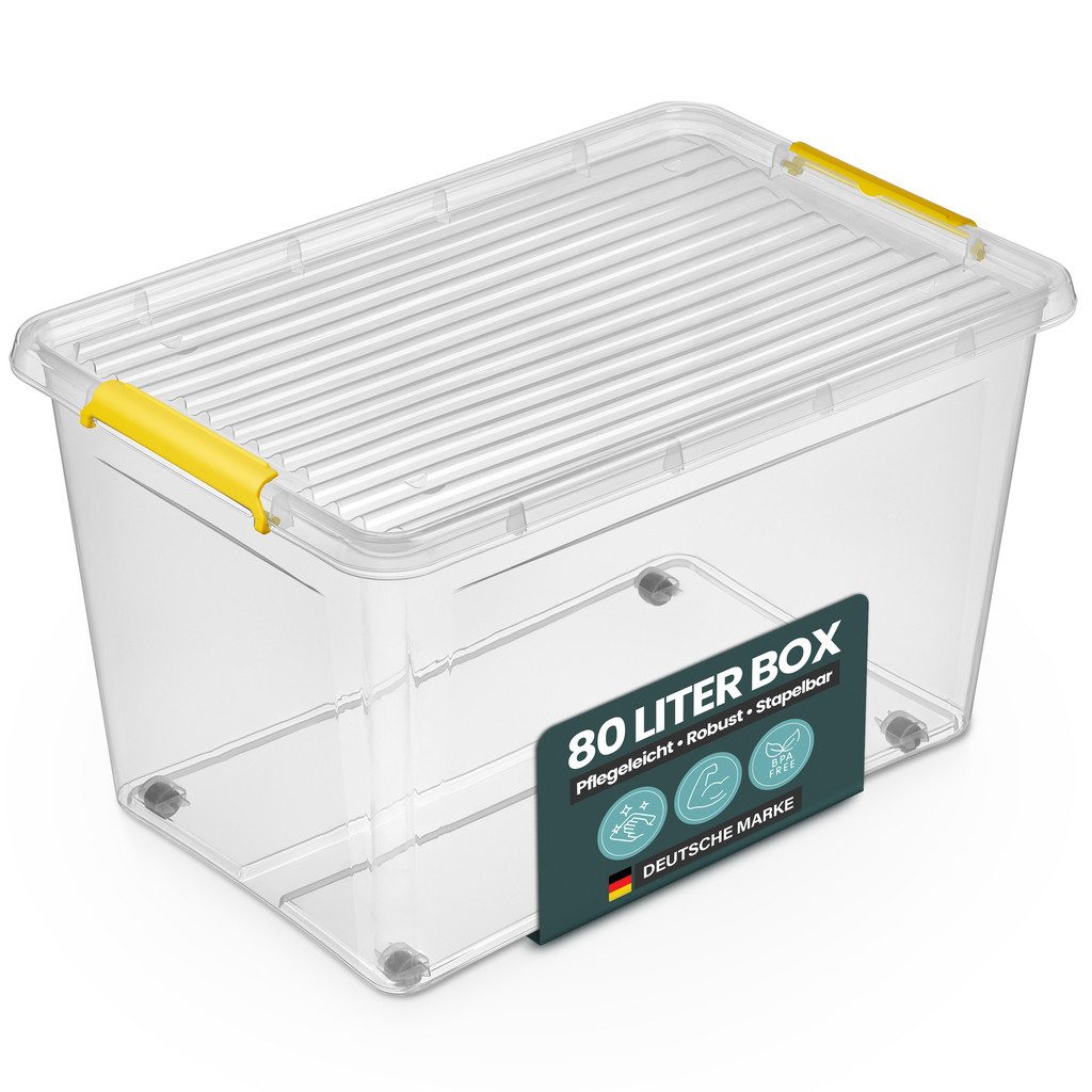 Kreher Aufbewahrungsbox Simple Store, in Transparent, rollbar, BPA-frei Set/Größe wählbar) (4 St)