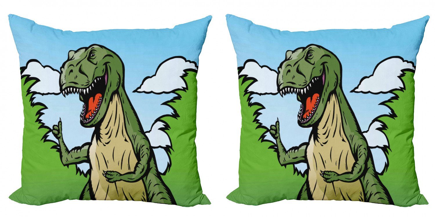 Abakuhaus Modern Lustige Dinosaurier Cartoon Digitaldruck, Kissenbezüge Stück), Accent Doppelseitiger (2 T-Rex