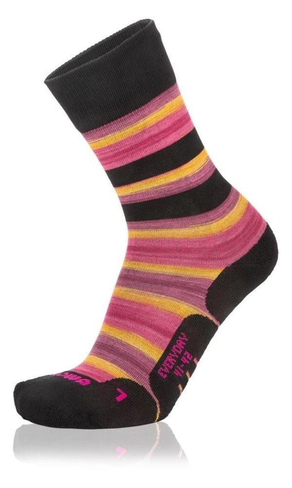 Lowa Socken Tagessocke Crew Everyday (Merino/Baumwolle) pink/schwarz gestre günstig online kaufen