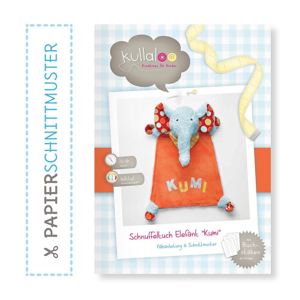 kullaloo Bücher-Adventskalender - Papierschnittmuster & Nähanleitung Schuffeltuch Elefant KUMI