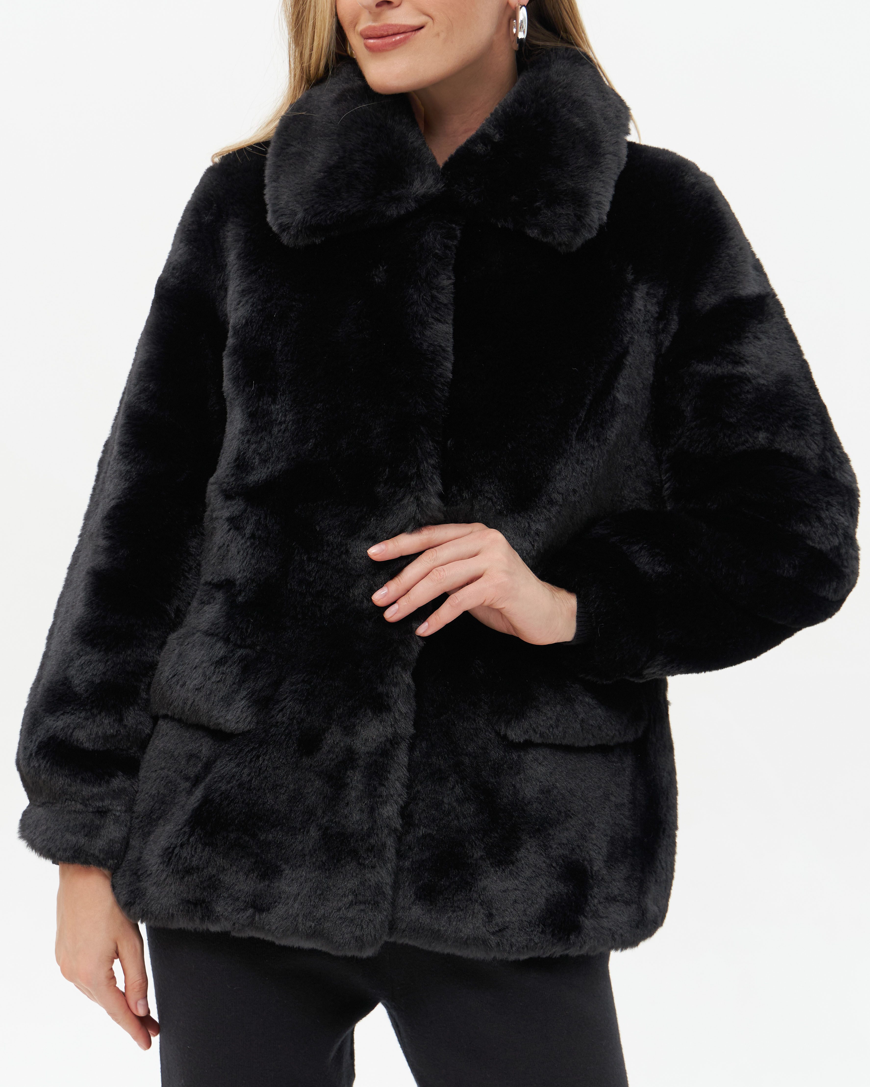 Passioni Fellimitatjacke Kunstfelljacke mit Kragen Teddyplüschjacke – Bild 4 von 5