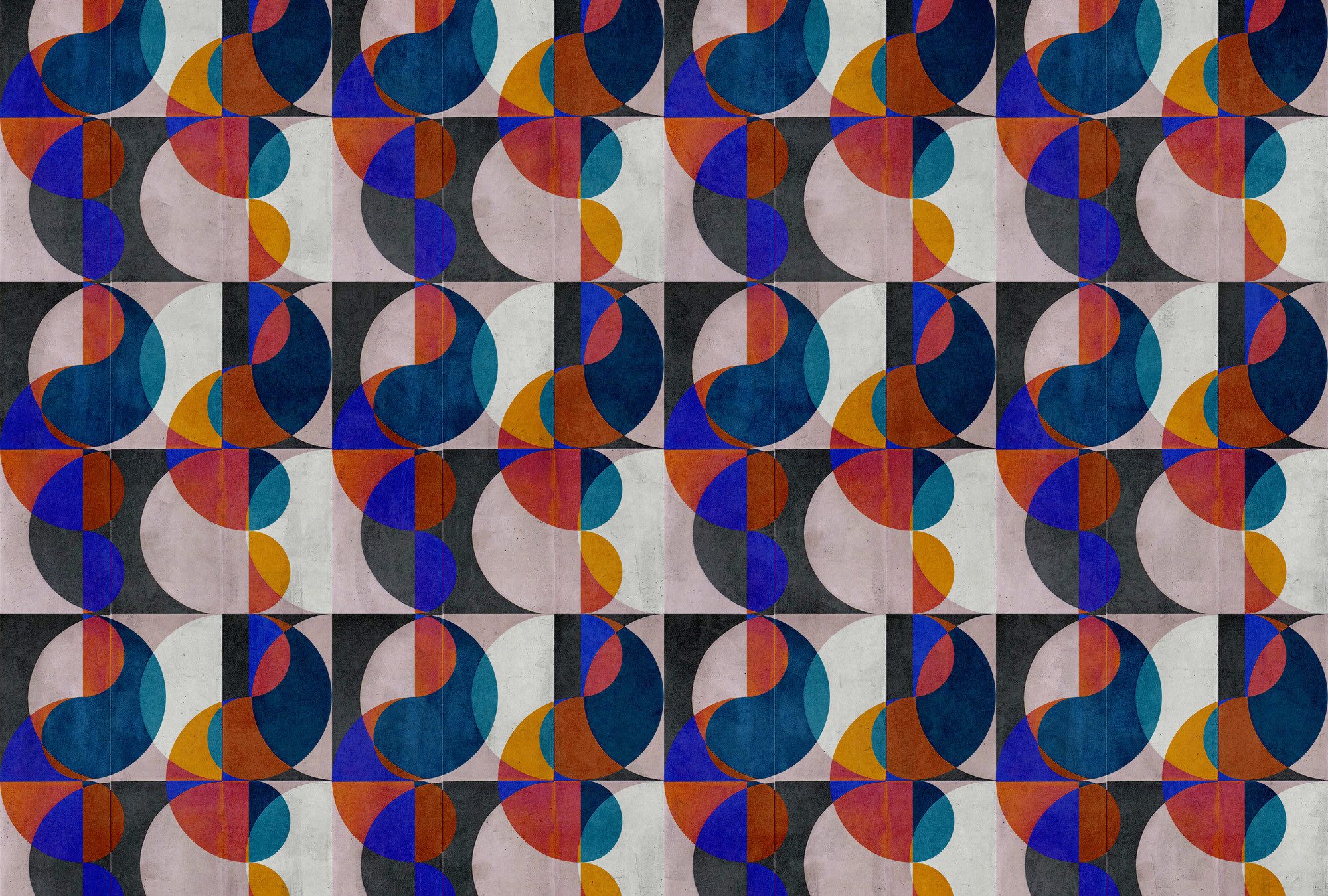 living walls Vliestapete Geometrische Retro-Tapete Bunt Blau Orange, glatt, matt, (1 St)