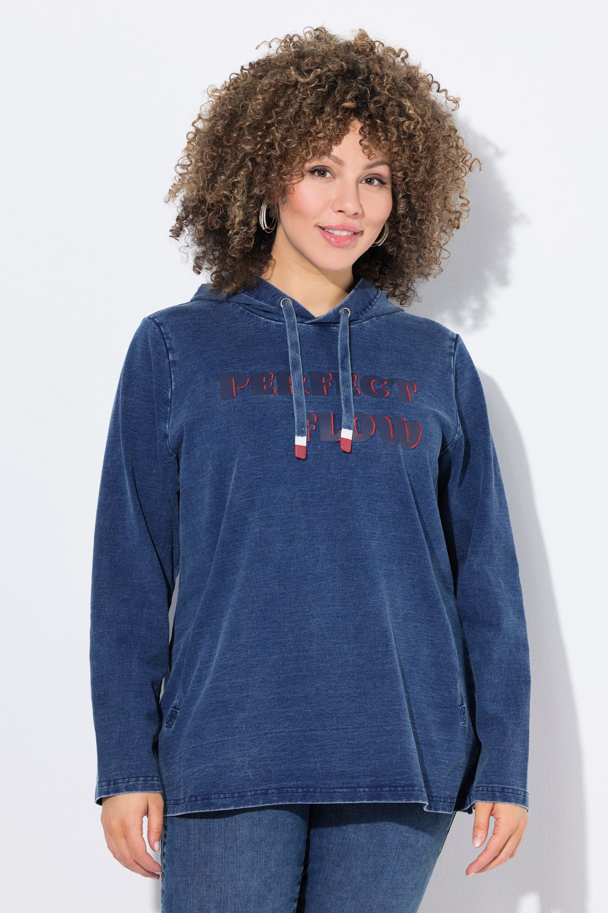 Ulla Popken Sweatshirt Hoodie Stickerei Kapuze günstig online kaufen