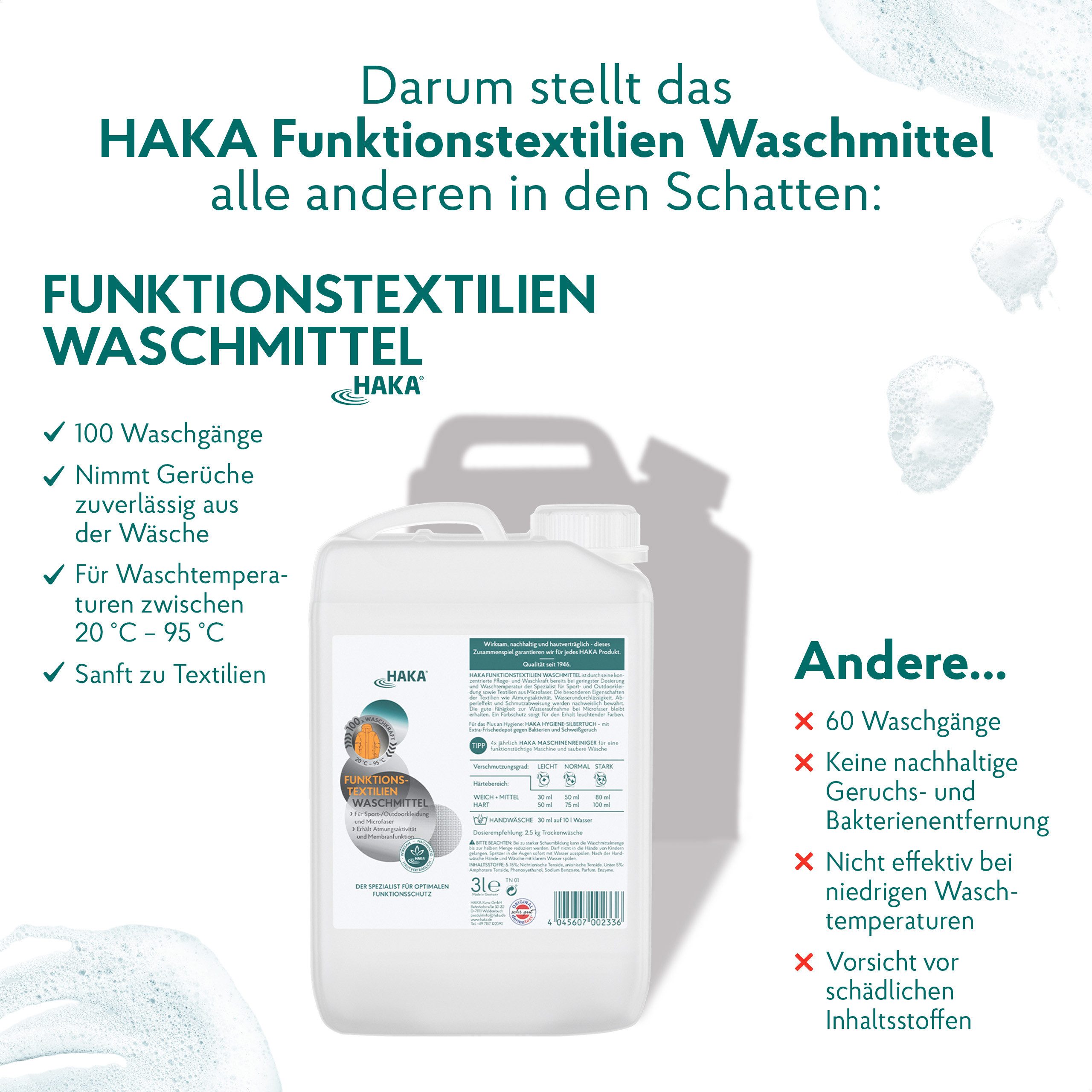 HAKA Funktiontextilienwaschmittel Nachfüller 3l Spezialwaschmittel