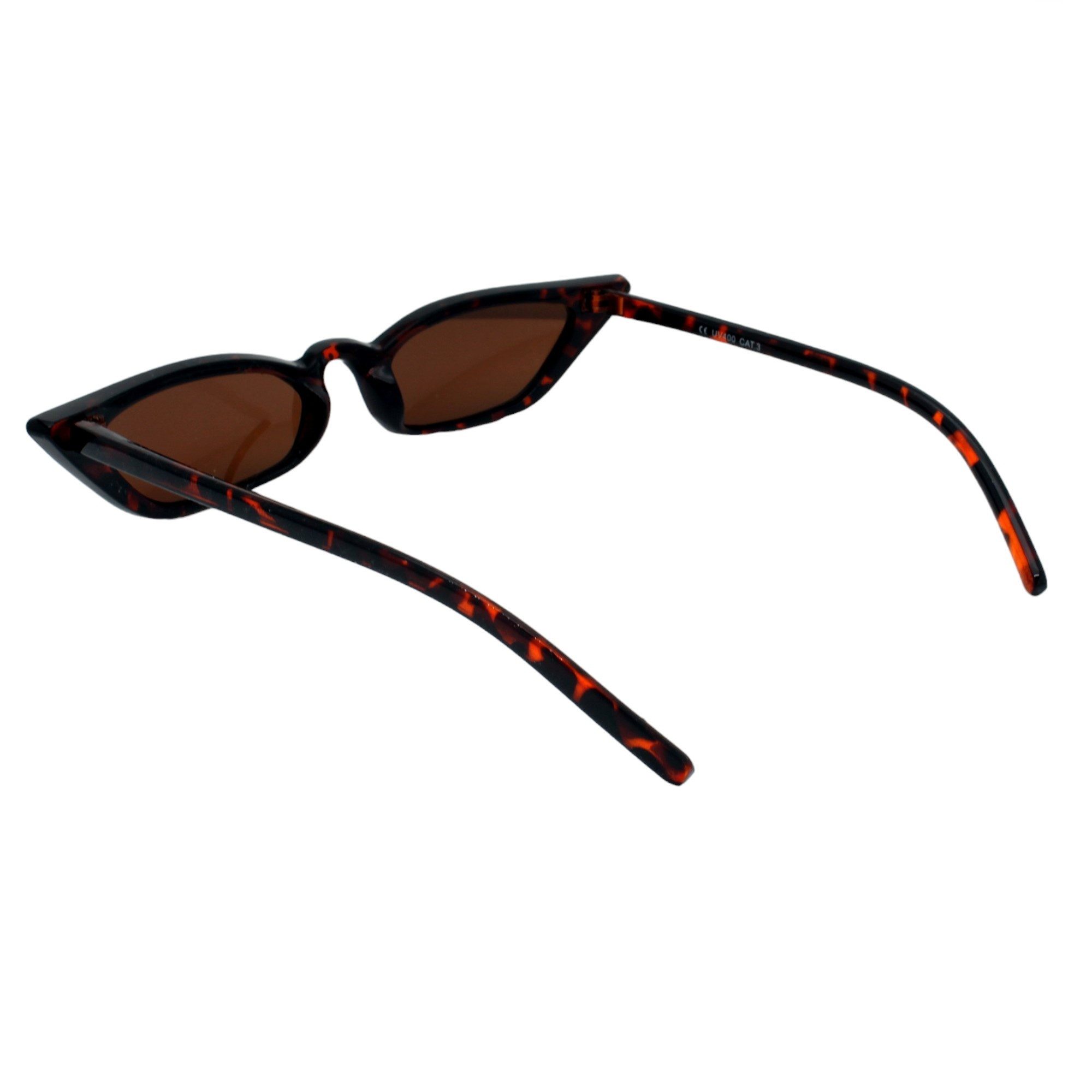 LUXXADA Sonnenbrille Damen Cat Eye extra schmal Influencer Festival Brille Extra Schmale Katzenaugen Gläser in Braun Getönt – Bild 2 von 5