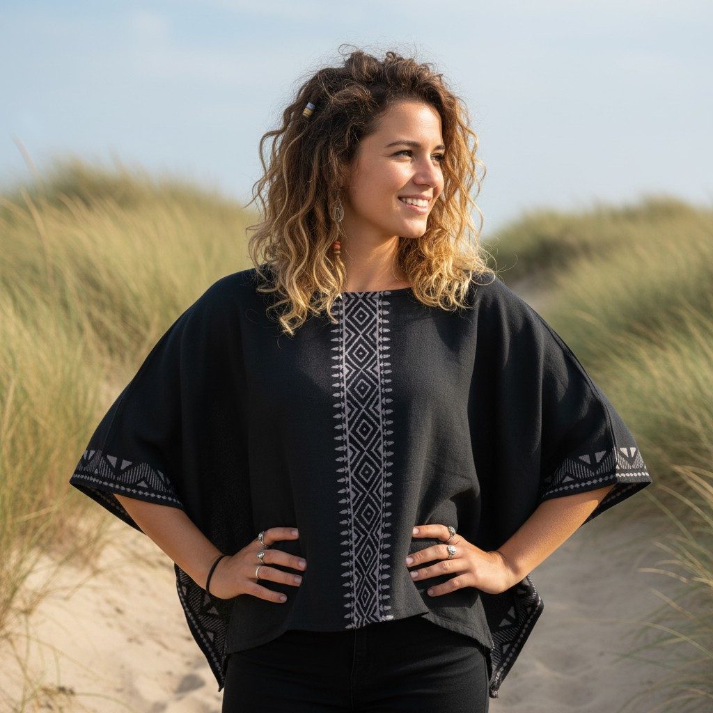 Guru-Shop Longbluse Weites Boho Blusentop mit Fledermausärmeln,.. alternati günstig online kaufen