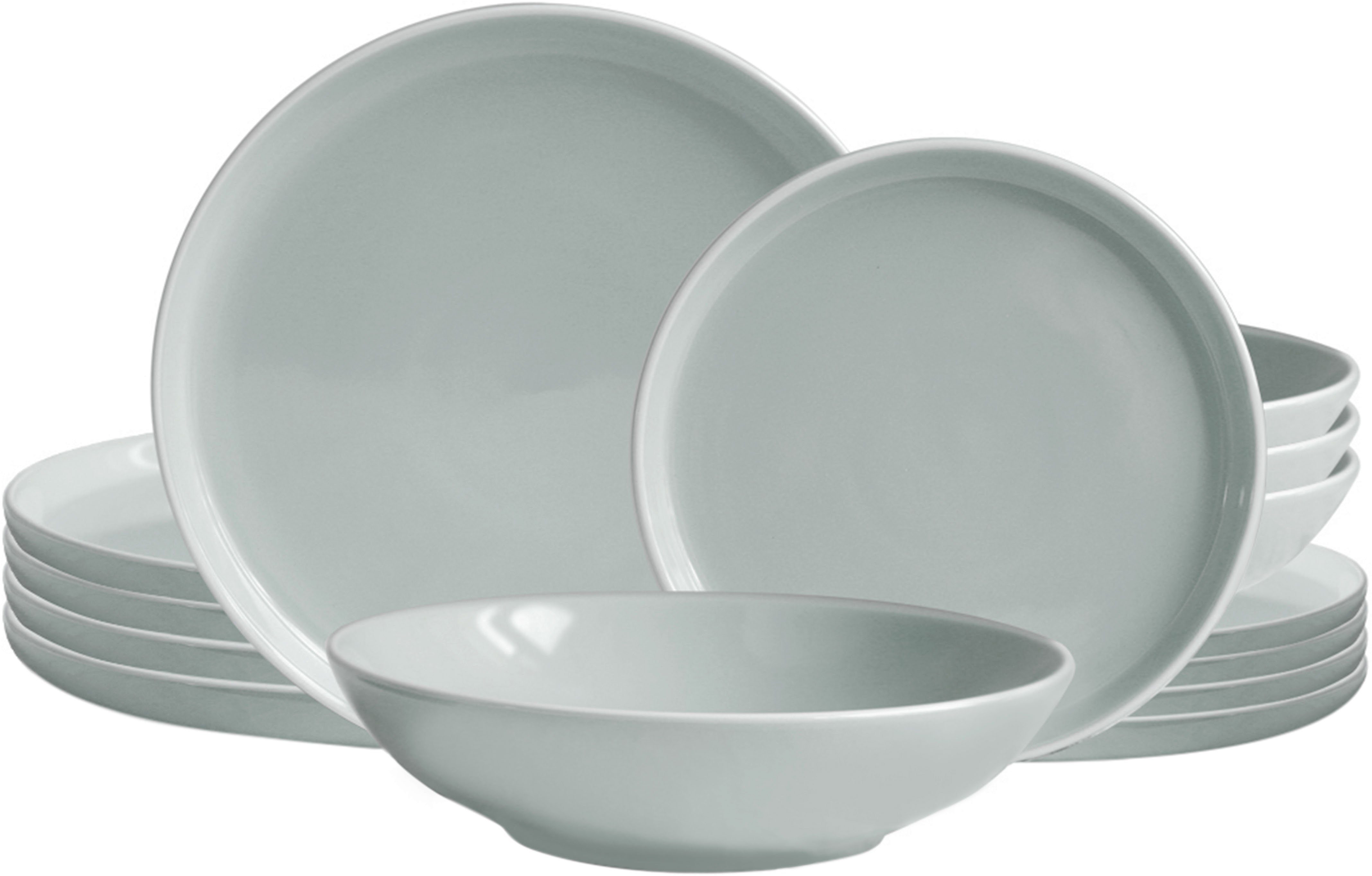 ECHTWERK Tafelservice Nerea Nature-Design (18-tlg), 6 Personen, Steingut, Teller Set, Pastellfarben