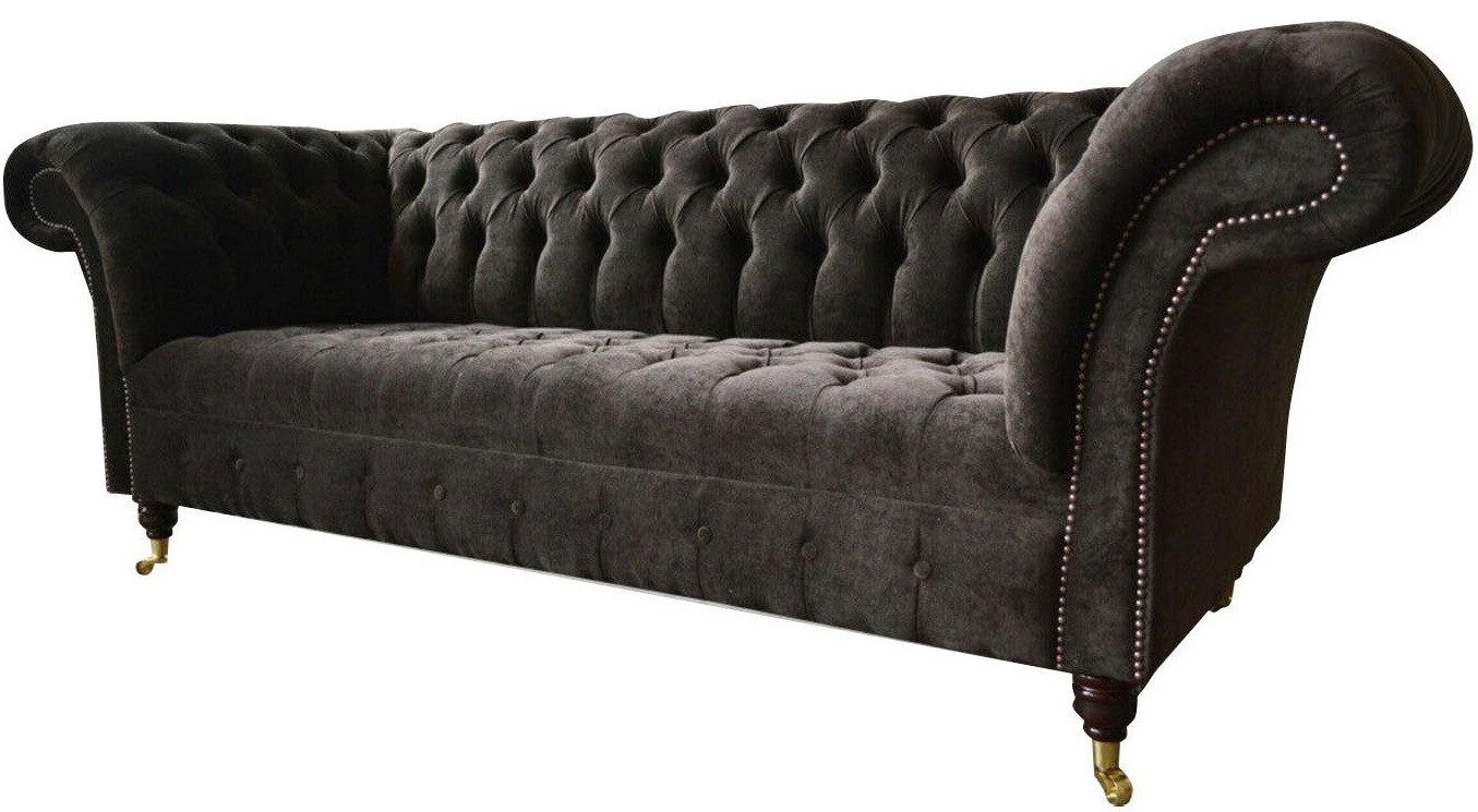 Xlmoebel Chesterfield-Sofa Exklusives Chesterfield Sofa aus Massivholz mit Textilbezug, Hergestellt in Europa