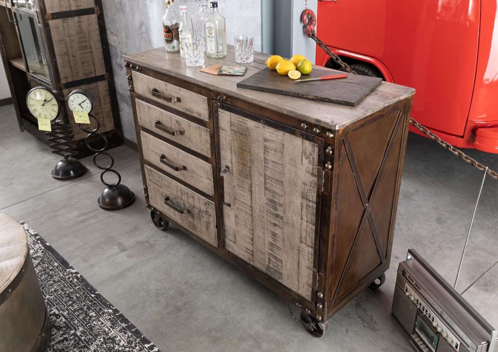 Massivmoebel24 Sideboard (Sideboard Mango 120x46x92 braun günstig online kaufen