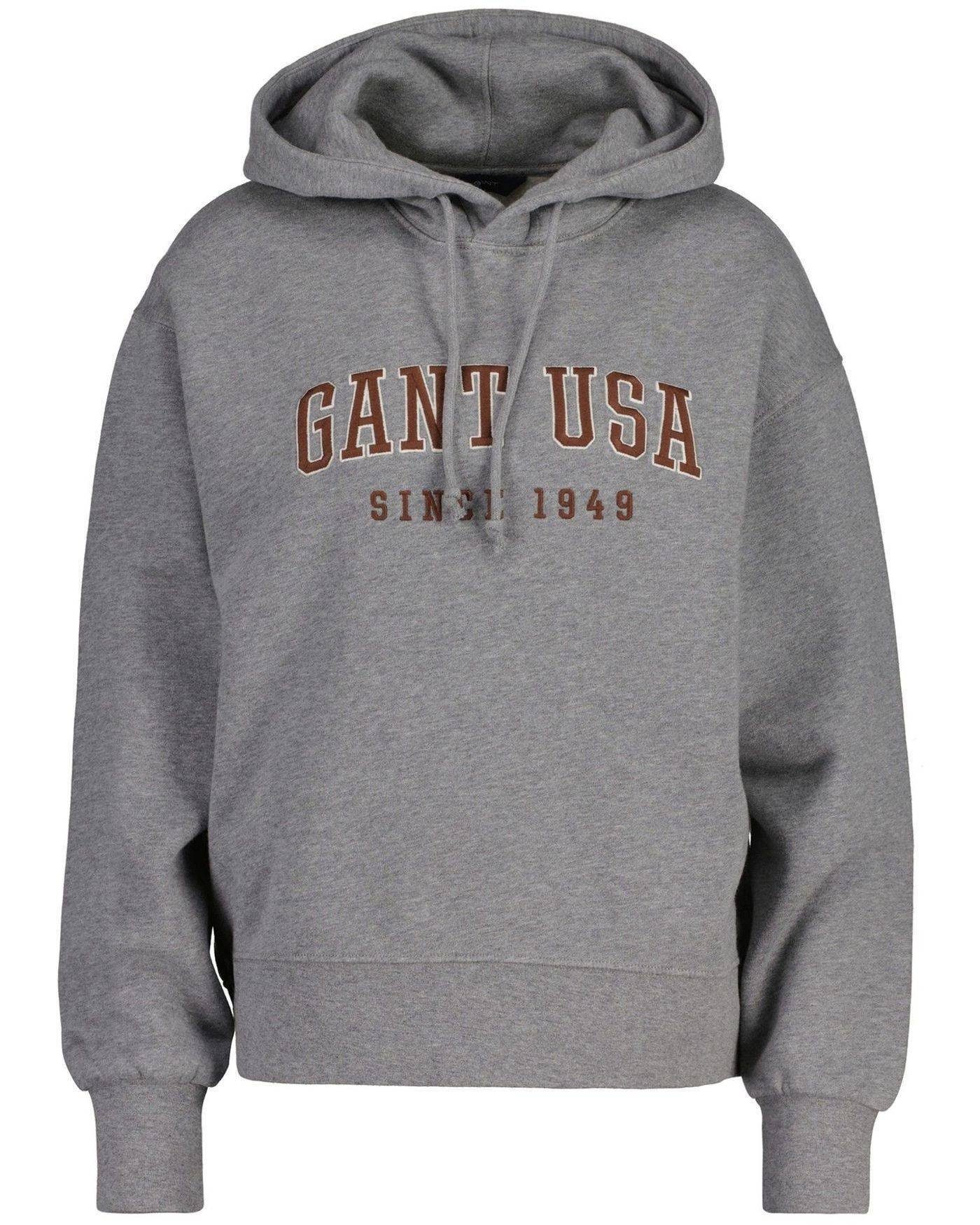 Gant Sweater Damen Sweatshirt - D1. USA Hoodie Grau