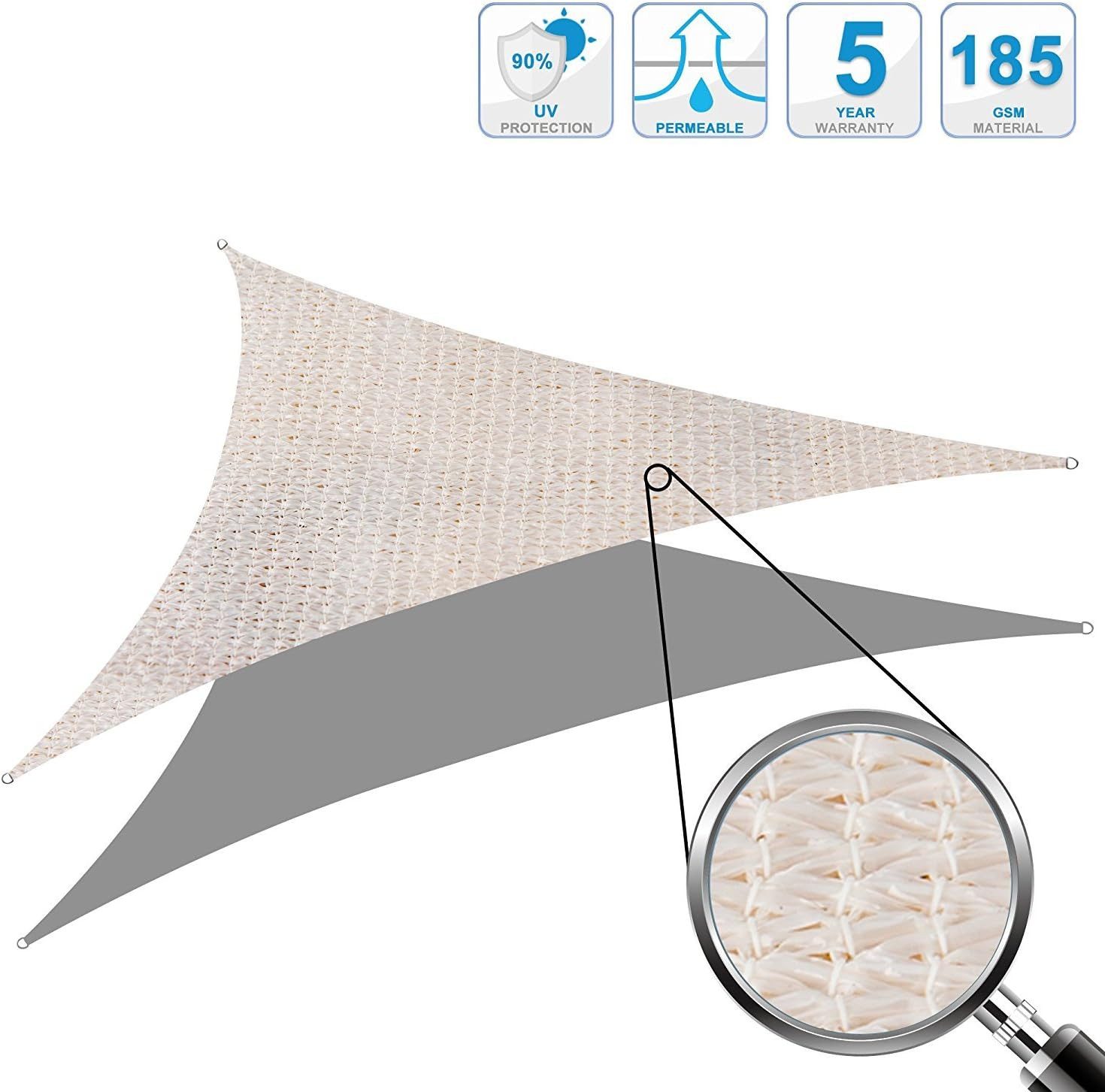 Sonnensegel Rechteck 1,5x1,6 M – Sonnenschutz Für Balkon & Garten Mit 95 % UV-Schutz – In Creme