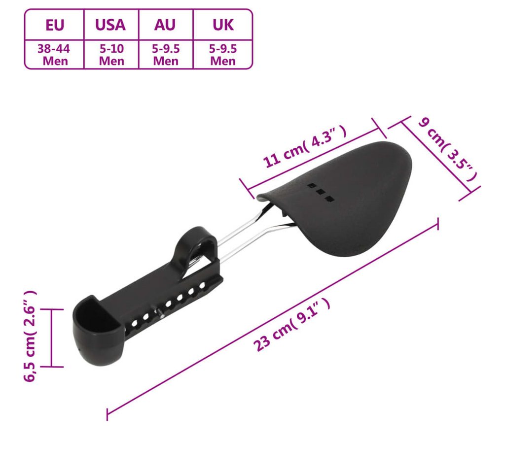 Thumbnail - Vellora Schuhspanner Schuhspanner 5 Paar Schwarz EU 35-38 Kunststoff (5-tlg., Form behalten), Einstellbare Länge