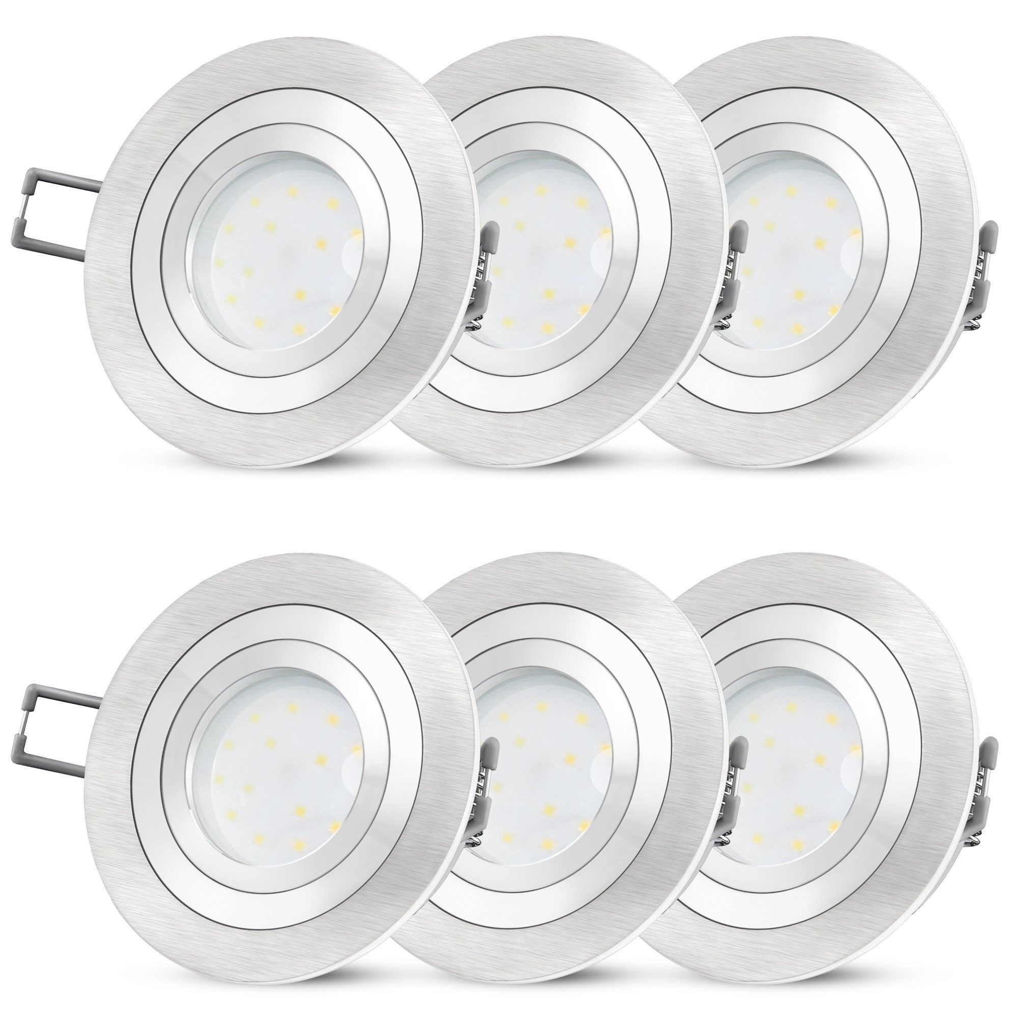 SSC-LUXon LED Einbaustrahler 6x Deckenlampe RF-2 LED Einbauleuchte 4W neutralweiß Deckenlampe, Neutralweiß