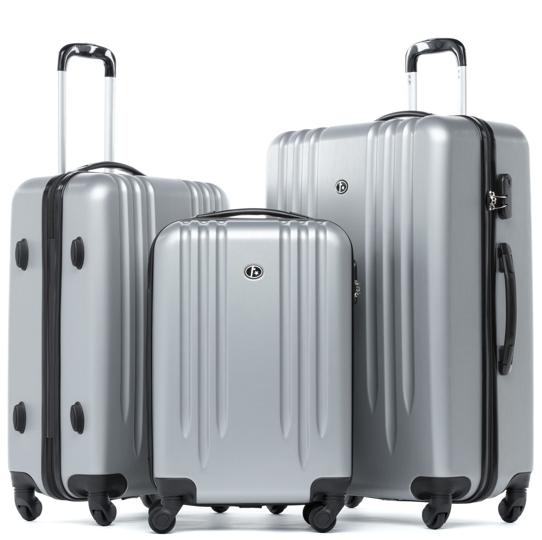 FERGÉ Kofferset Hartschale 3 teilig Koffer Set Marseille, 4 Rollen, (3er Kofferset stabil und leicht mit Zahlenschloß, 3 tlg., Hartschalen-Trolley Set 3 Größen Handgepäck Koffer M XL), Hartschale 3er-Set, Reisekoffer mit 4 Rollen, Koffer-Set 3-teilig