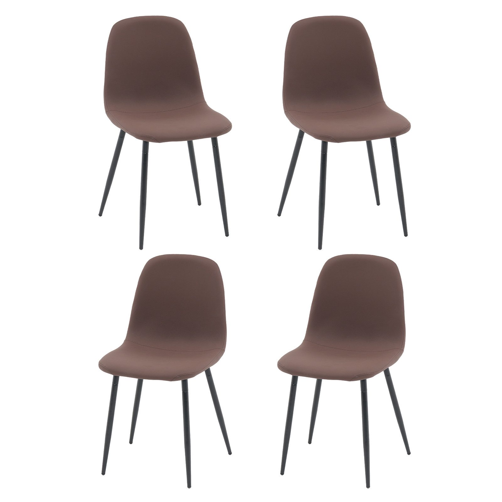 Sunsitt Bistrostuhl Küchenstuhl Set 4 Stück Modernen Esszimmerstuhl (Essstuhl mit Rücklehne aus Kunstleder Schwamm), Braun - 44 x 37 x 84 cm