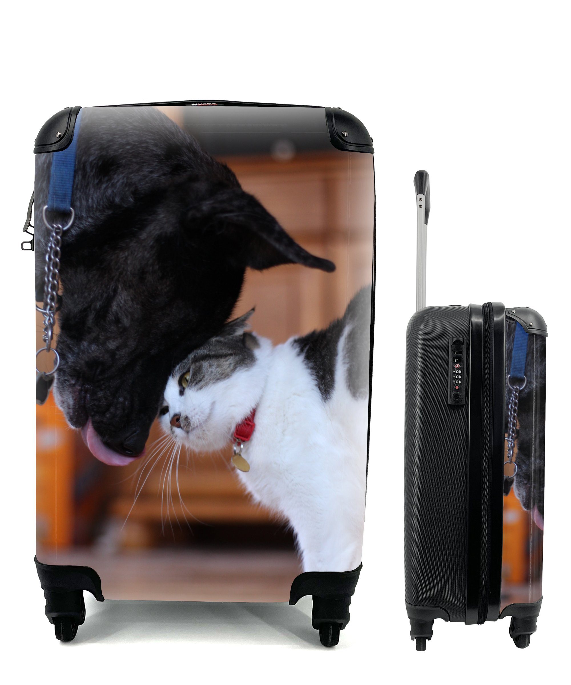 Katze 4 Reisekoffer - Zusammen, MuchoWow rollen, Hund Ferien, mit - Handgepäck Rollen, Reisetasche Trolley, für Handgepäckkoffer