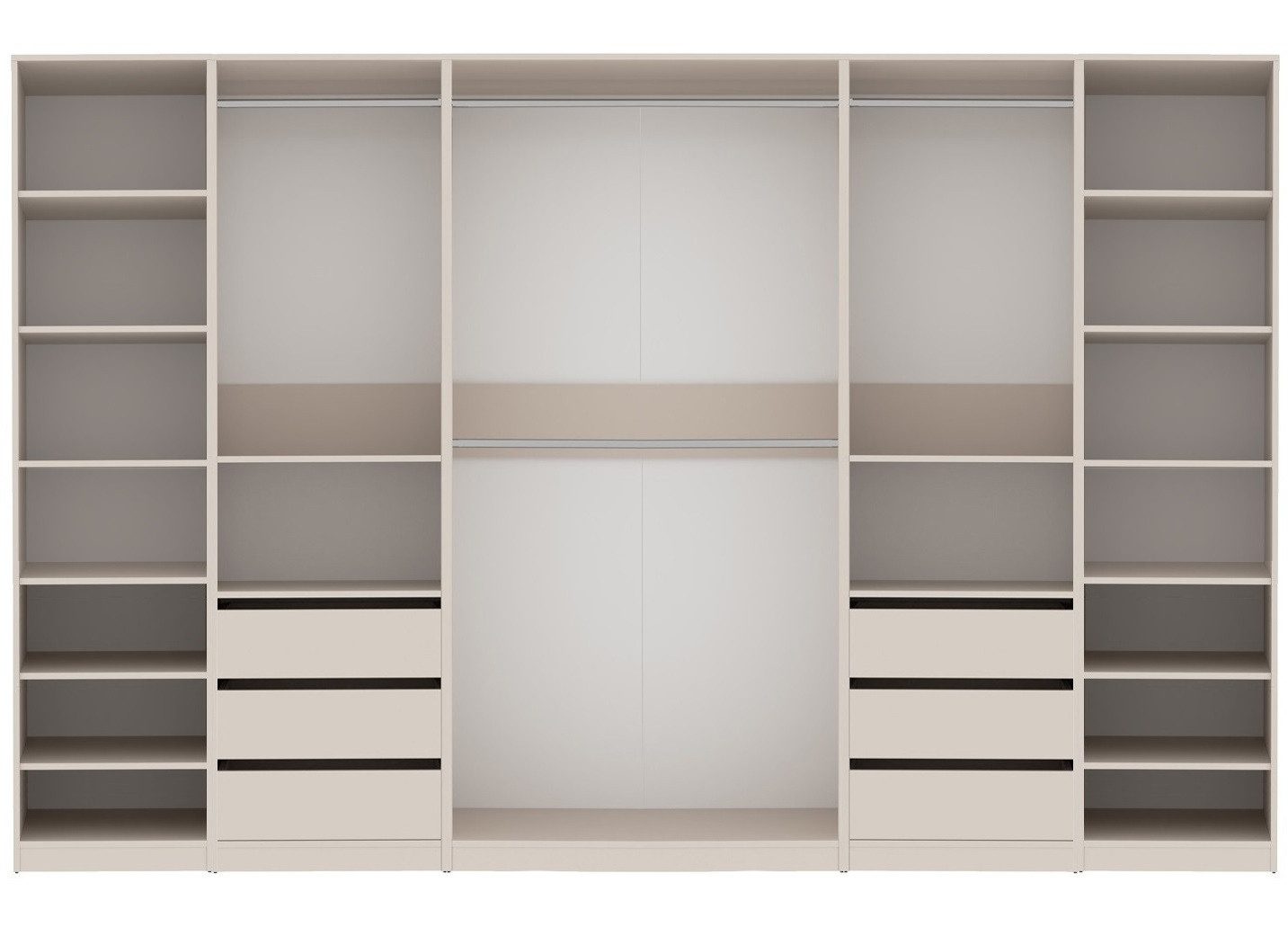 Marmex Möbel Mehrzweckschrank-Set TRES SET U Schrank Set begehbarer Garderobenschrank Ankleidzimmer, (5-St), 4 Kleiderstangen, viel Stauraum 6 Schubladen