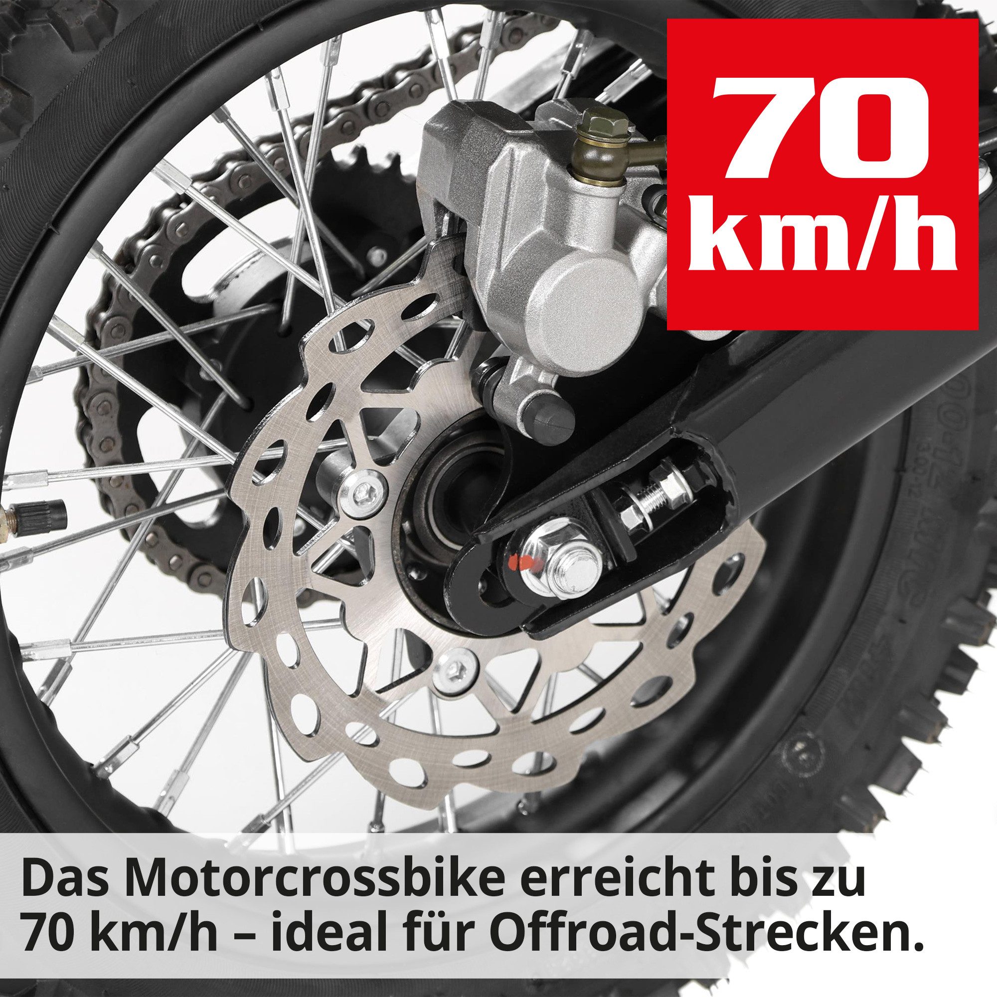 Hecht Elektro-Kindermotorrad 51125 Red 125 ccm Benzin 4-Takt Dirtbike Crossbike Offroad, Scheibenbremsen hydraulisch, Elektrostart, Federung verstellbar