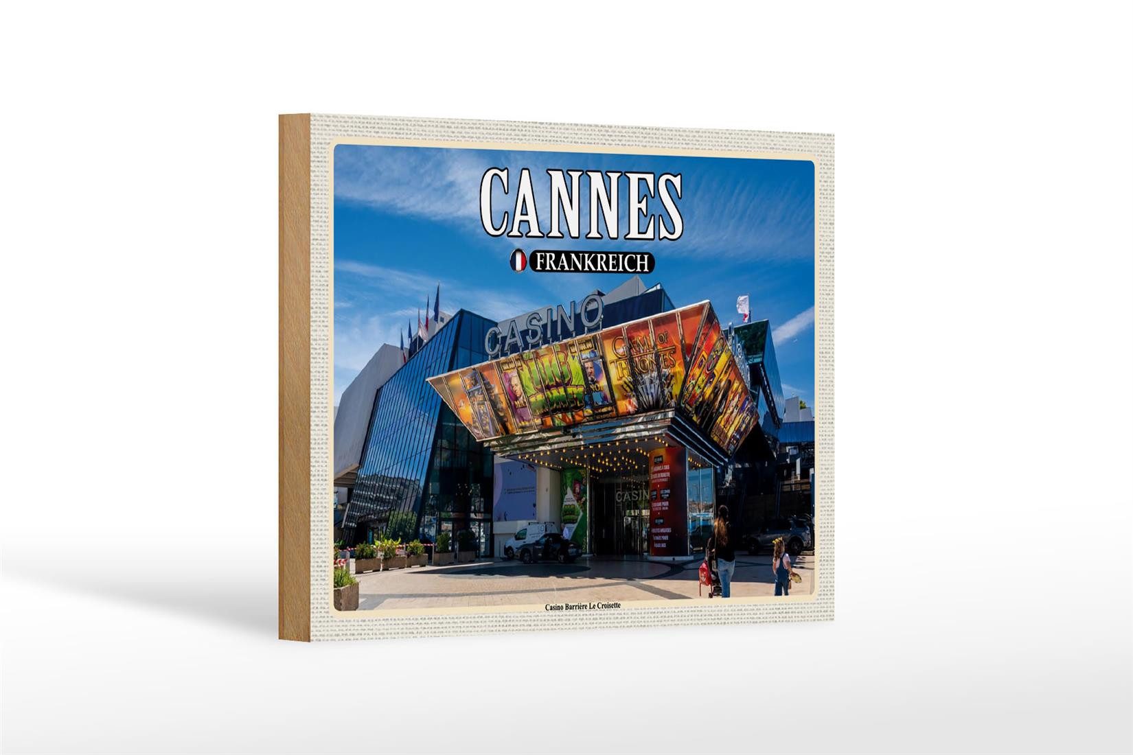 Holzbild Reise 18x12 cm Cannes Frankreich Casino Barrière