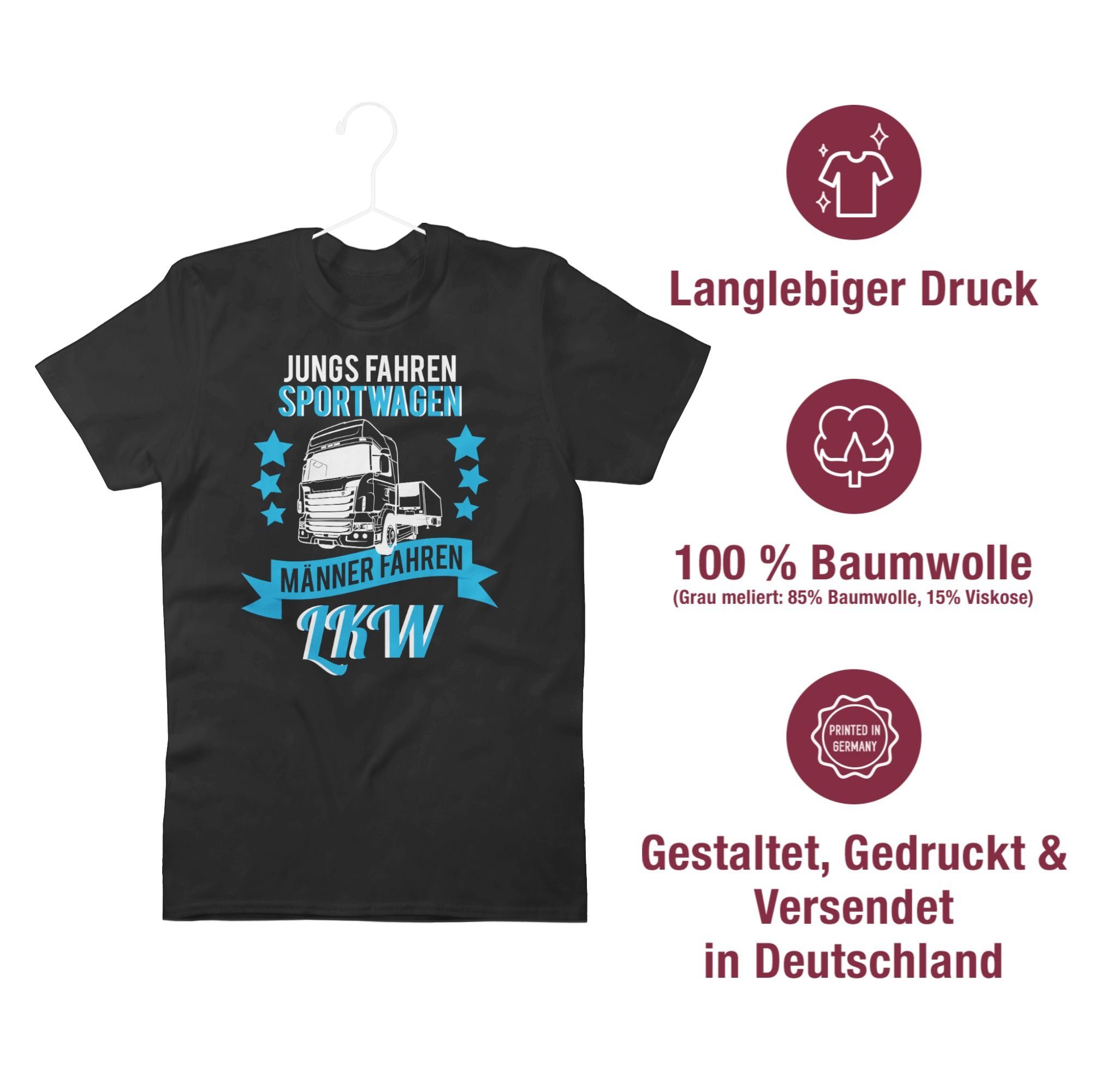 Shirtracer T-Shirt Geschenk LKW Fahrer - Jungs fahren Sportwagen echte Männer LKW LKW Fahrer Geschenke