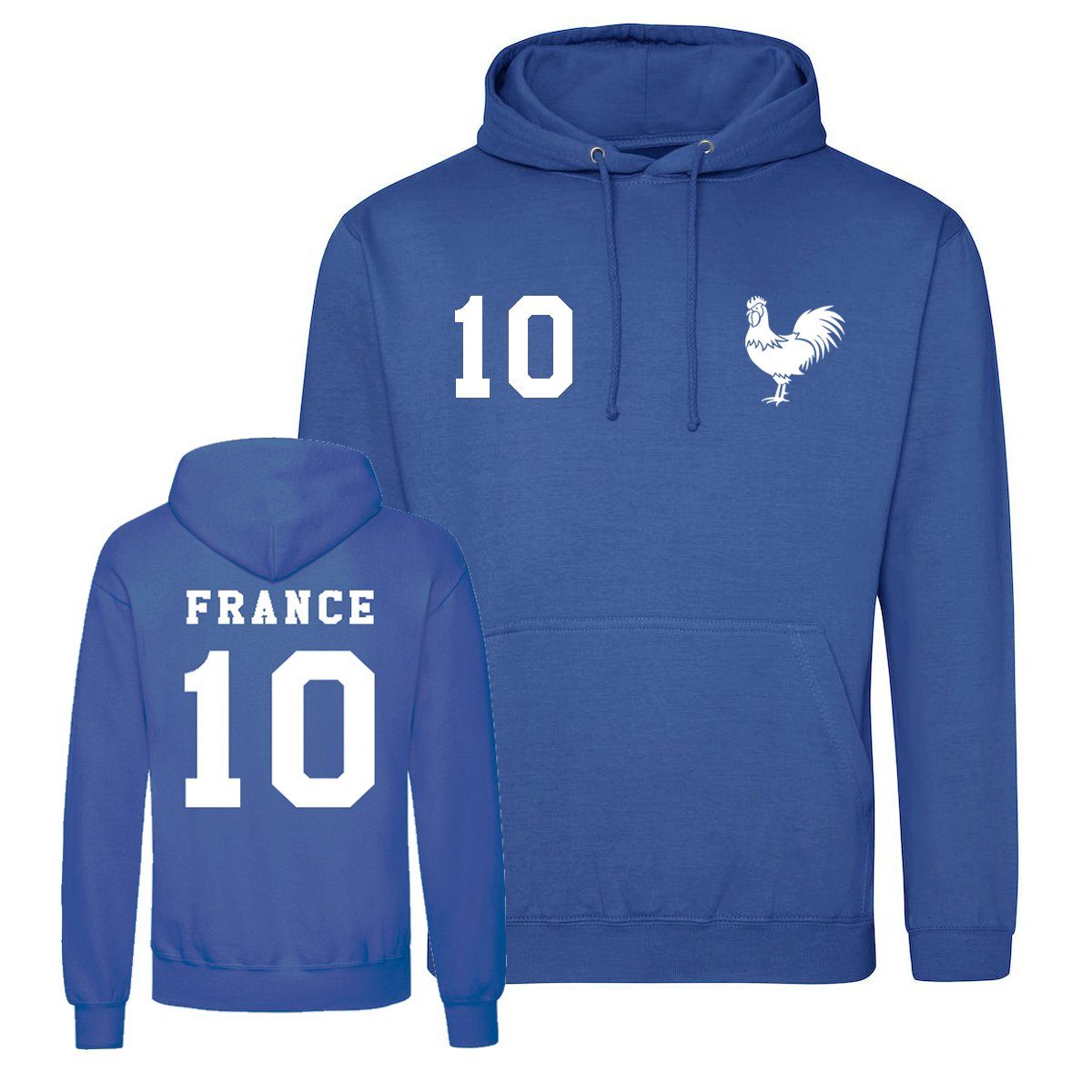 Kapuzenpullover Frankreich Herren Hoodie Pullover im Fußball Trikot Look