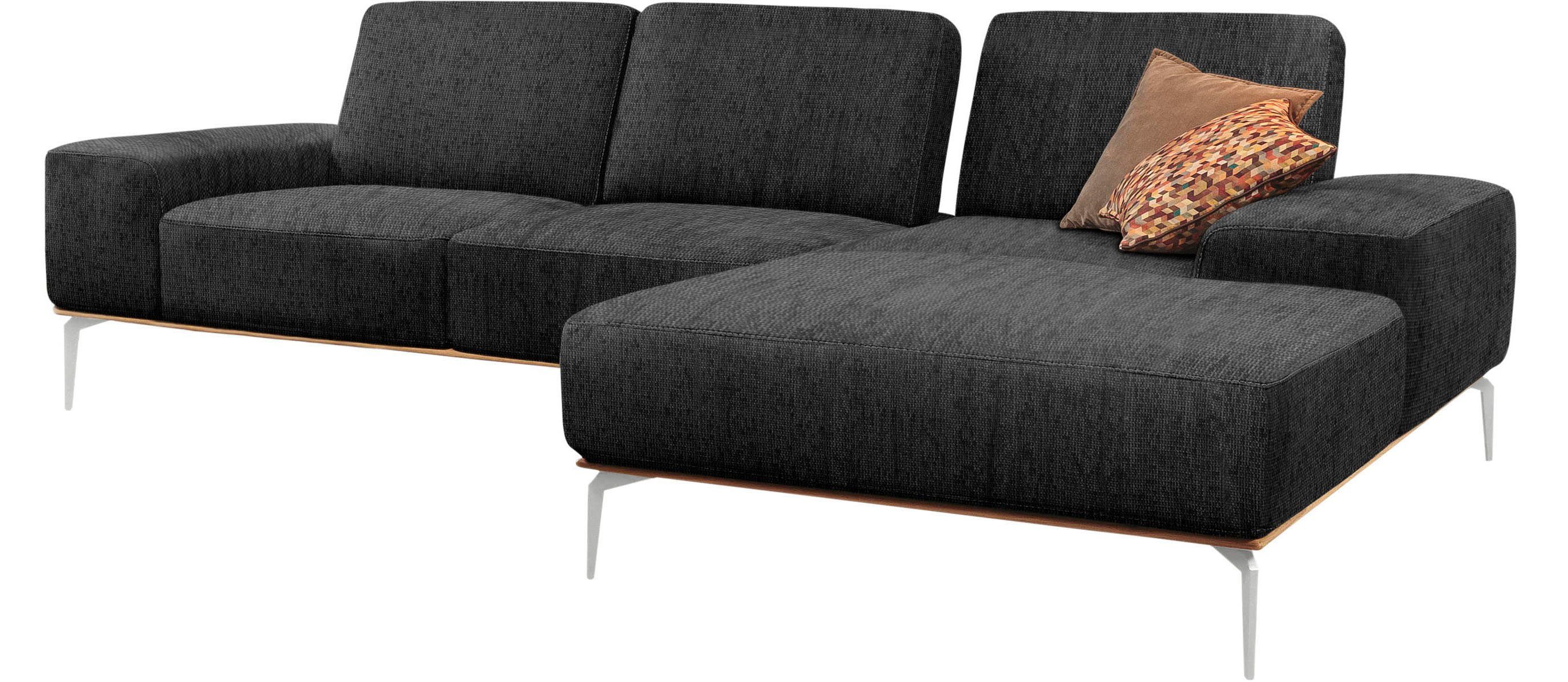 in Breite 299 Holzsockel, cm glänzend, run, mit Füße Chrom Ecksofa elegantem W.SCHILLIG