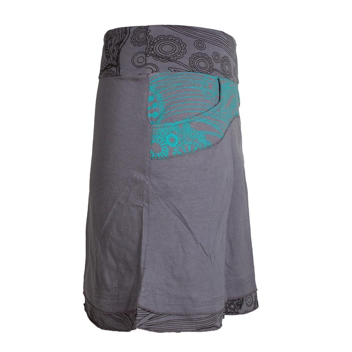 Vishes Minirock Lagenlook Rock Bedruckter Breiter Bund mit Taschen Cacheur, Hippie, Goa, Elfen, Boho Style