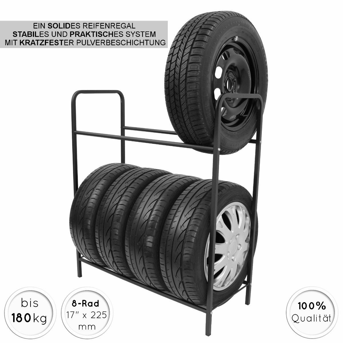 Stillerbursch Felgenbaum Reifenregal, für 8 Reifen, bis 225 mm Reifenbreite,  1-tlg., Standregal für 8 Räder