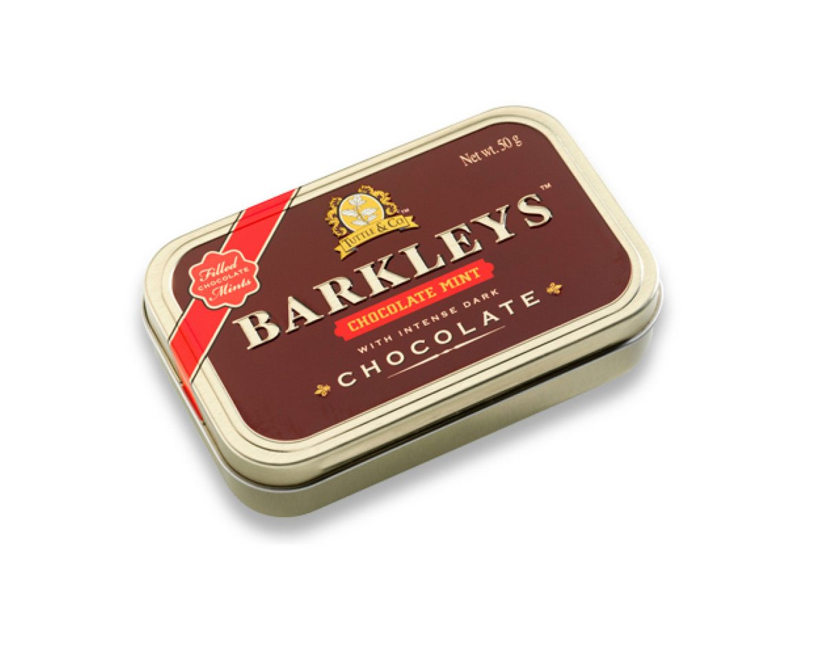 BARKLEYS Süßigkeit, Barkleys Chocolate Mint Dragees mit Zartbitterschokolade Füllung 50g