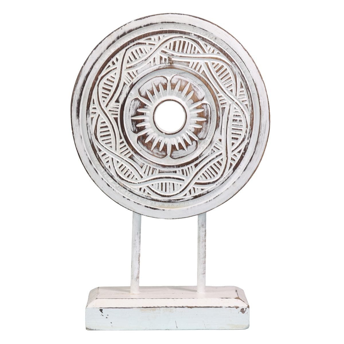Oriental Galerie Dekofigur Weißes Mandala Symbol Skulptur Figur auf Sockel (1 St)
