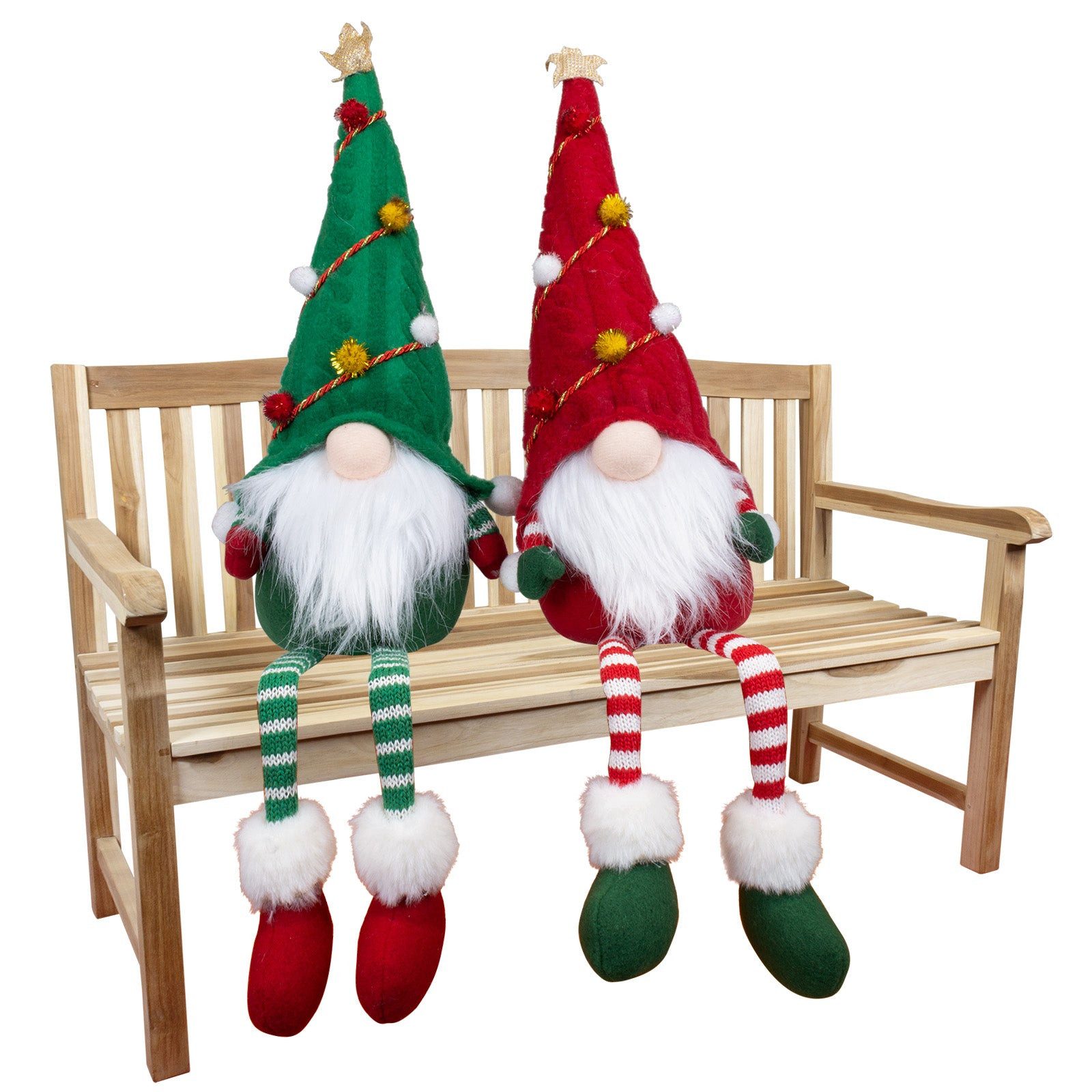 Christmas Paradise Бес sitzend 22 cm (50 cm) (Dekofigur, 2 St., Pärchen), Kantenhocker Gnom grün-rot