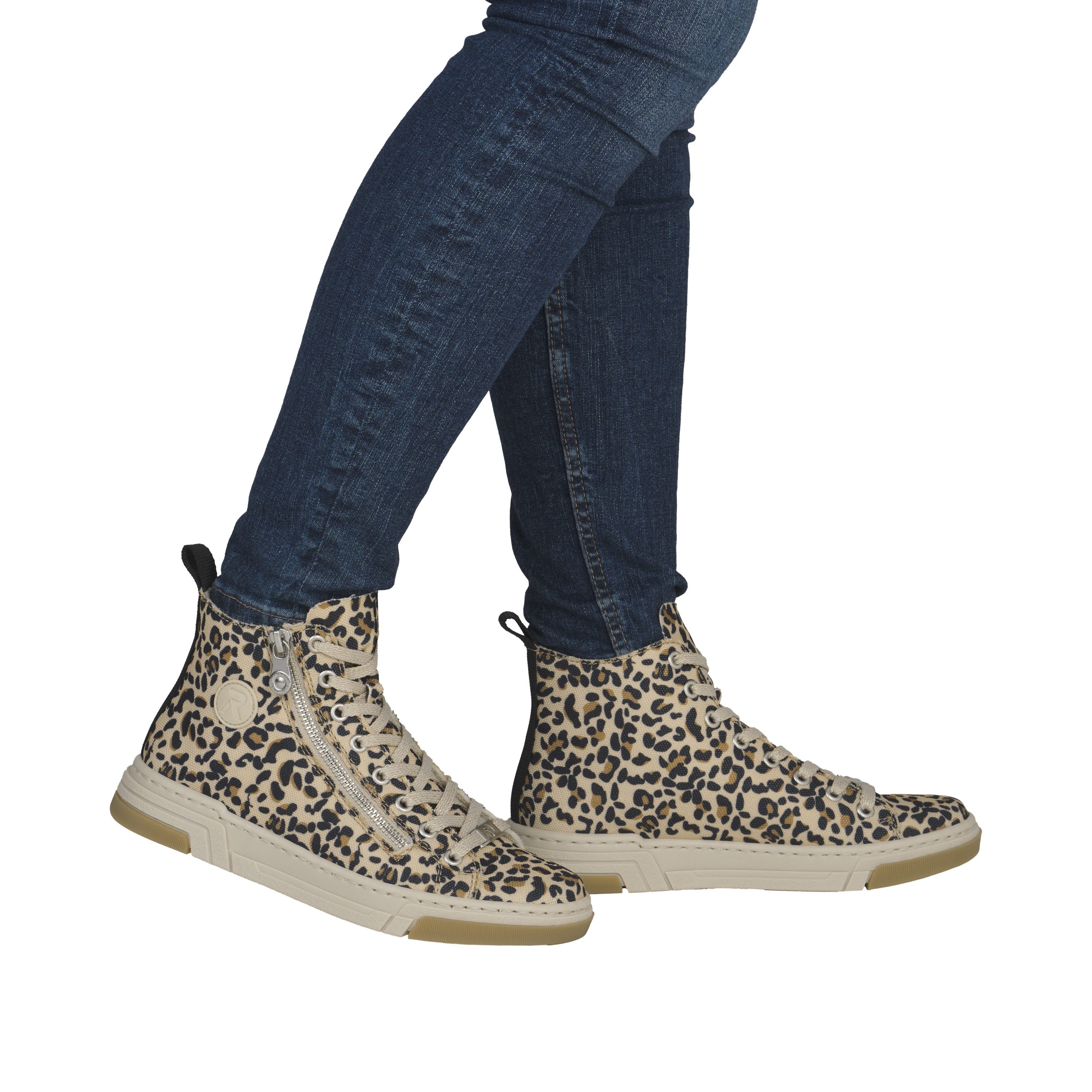 Rieker Schnürboots High Top Sneaker, trendy Stiefelette mit seitlichem Reißverschluss