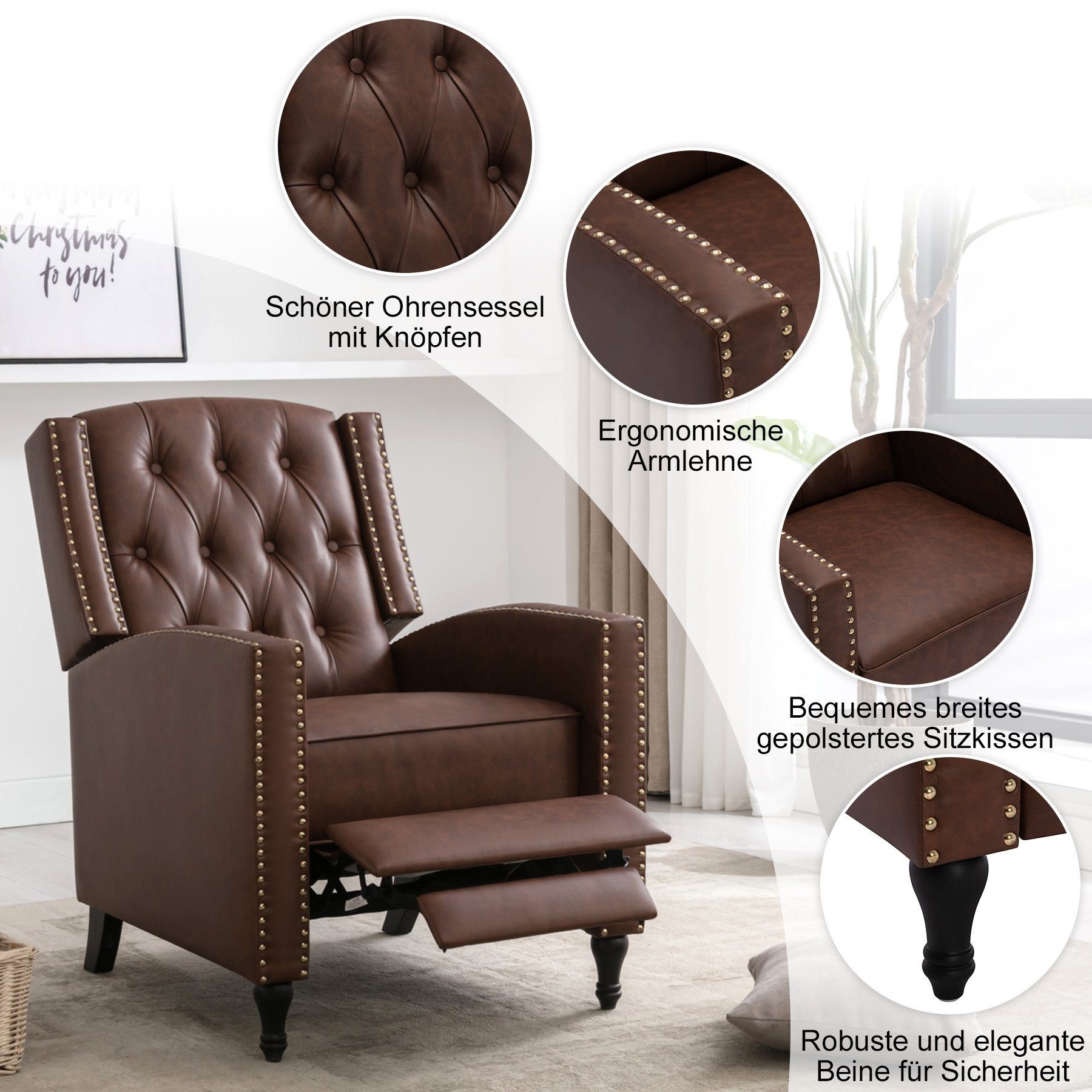 HomeMiYN Relaxsessel Relaxsessel liegefunktion Push Back Sessel Fernsehsess günstig online kaufen