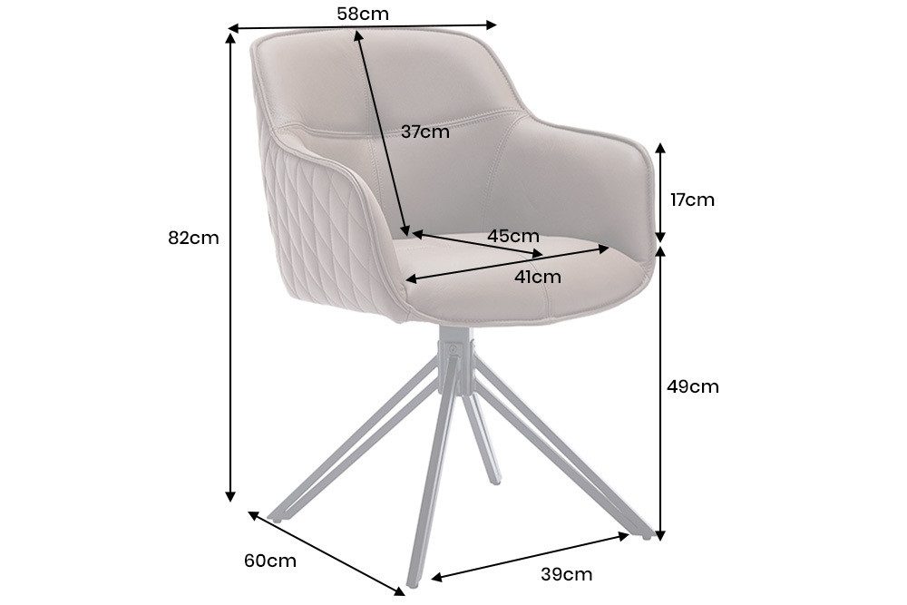 riess-ambiente Polsterstuhl EUPHORIA grün/schwarz – Echtleder, drehbar, Metall-Füße, mit Armlehne (Einzelartikel, 1 St), mit 180° Drehfunktion und Autoreturn – ideal für elegante Esszimmer