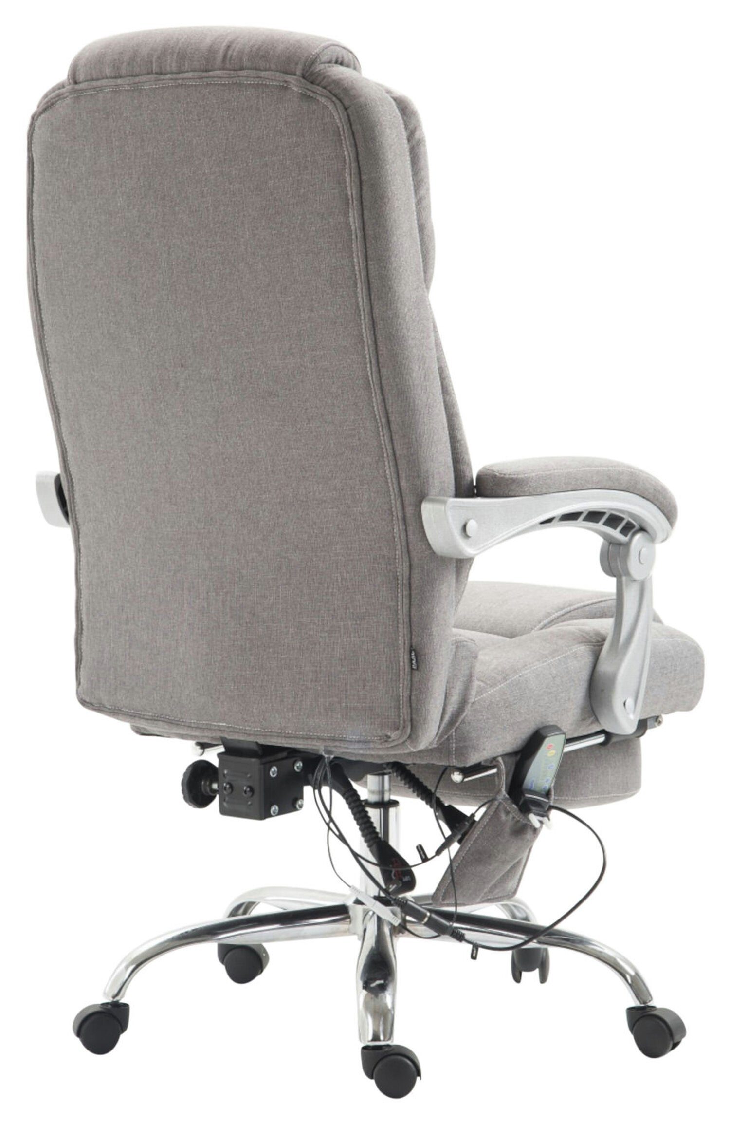 Pacira Massagefunktion Stoff Bürostuhl 360° - XXL), mit grau Bürostuhl TPFLiving und - Drehstuhl, Chefsessel, (Schreibtischstuhl, Metall chrom Sitzfläche: drehbar Gestell: höhenverstellbar