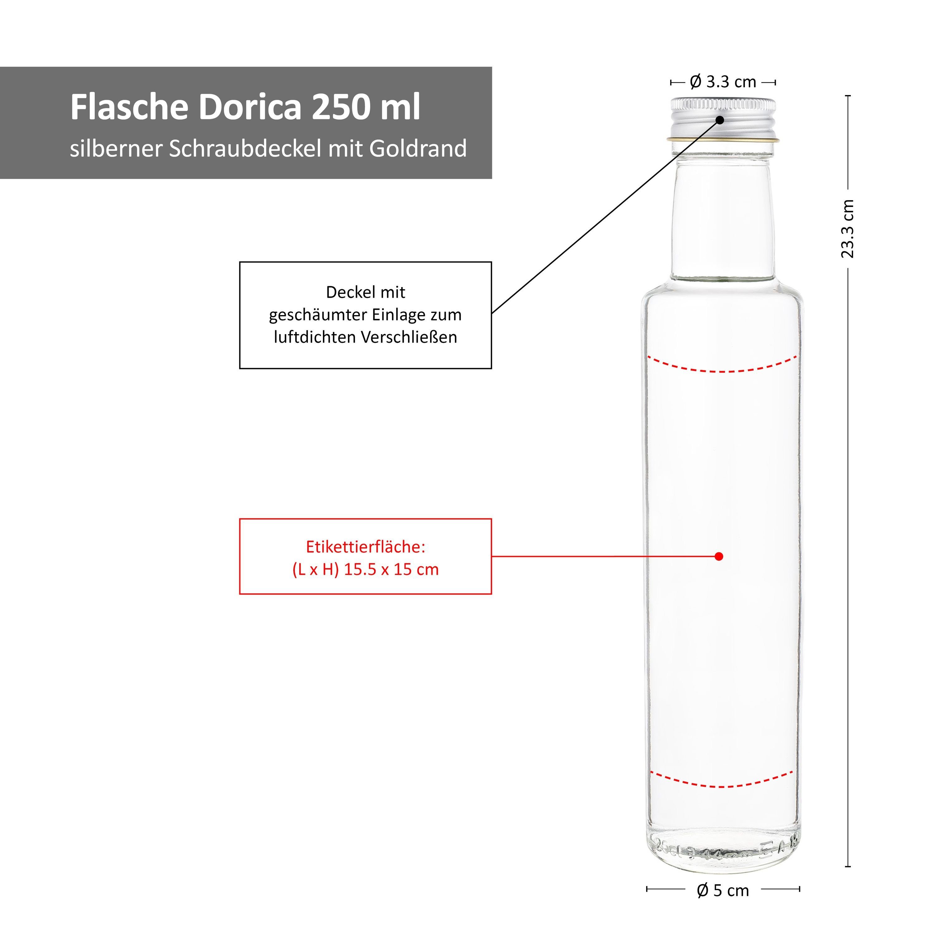 250 + Dorica silber 6er Schraubverschluss Set Vorratsglas Glasflasche Goldrand, ml MamboCat Glas