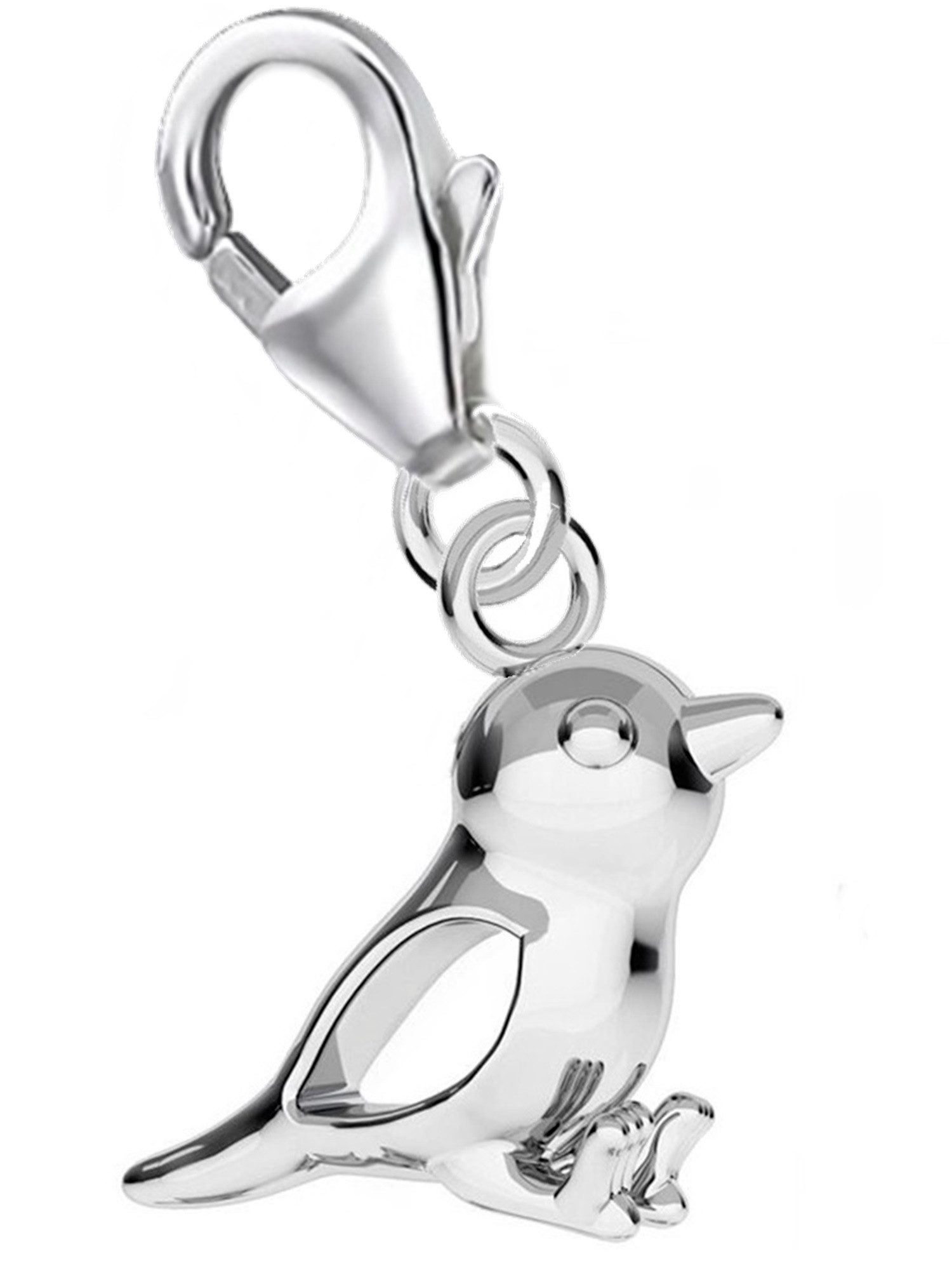 Goldene Hufeisen Charm-Einhänger kleiner Spatz Karabiner Charm Anhänger 925 Sterling-Silber (1 x Charm, inkl. Etui), für Gliederarmband oder Halskette