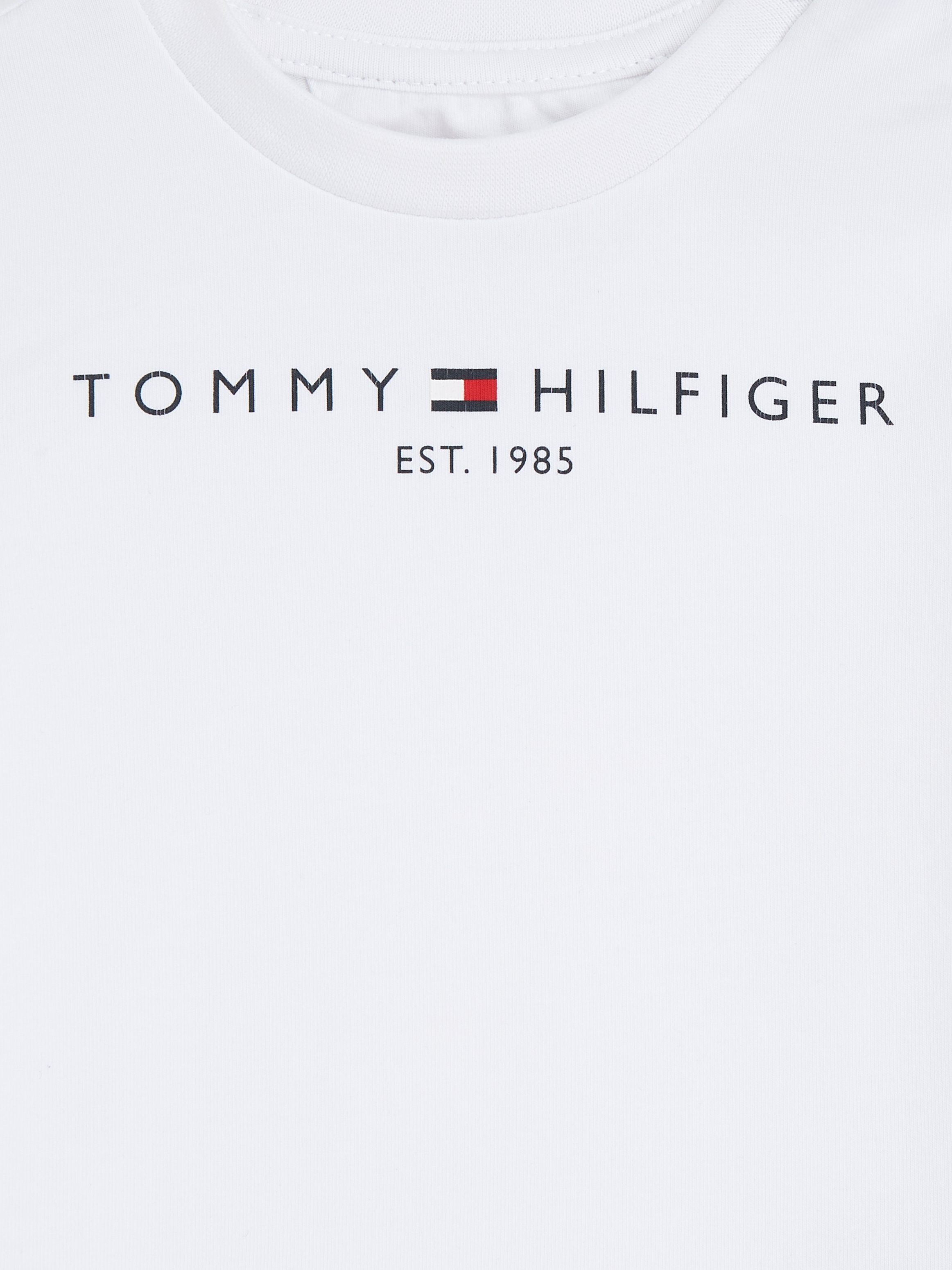 Tommy Hilfiger Rundhalsshirt ESSENTIAL S/S TEE BABY White Logo-Schriftzug Hilfiger mit Tommy