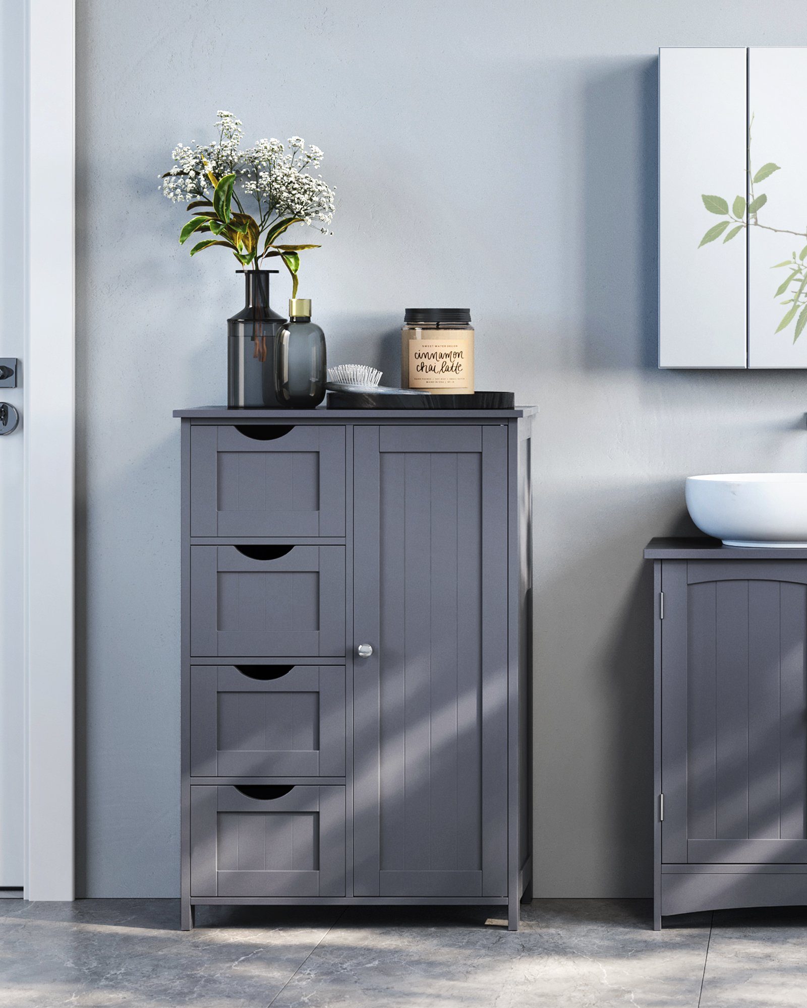 VASAGLE Badmöbel-Set Badezimmerschrank, 4 Schubladen, verstellbare günstig online kaufen