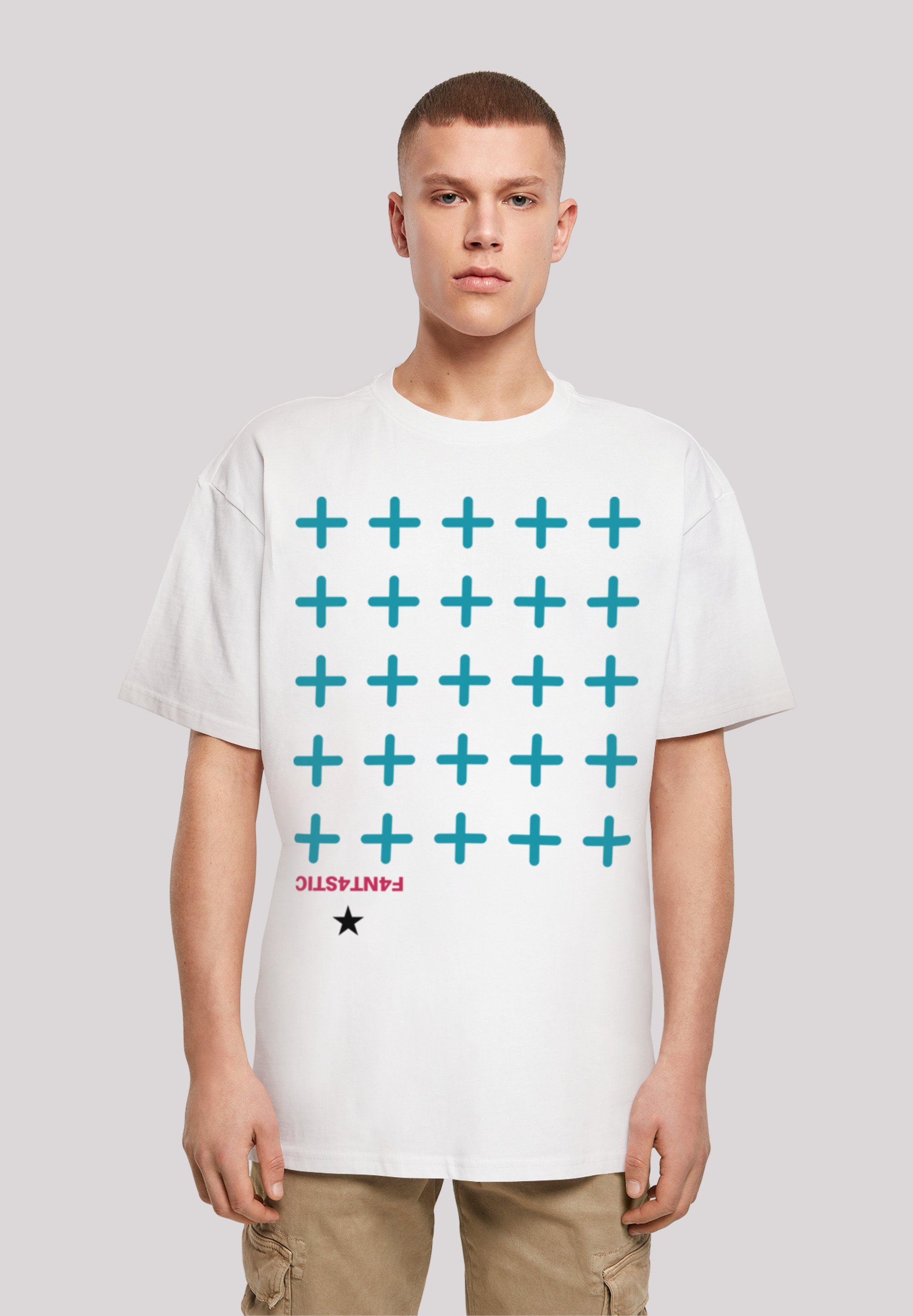 Print Blau T-Shirt F4NT4STIC Kreuze weiß