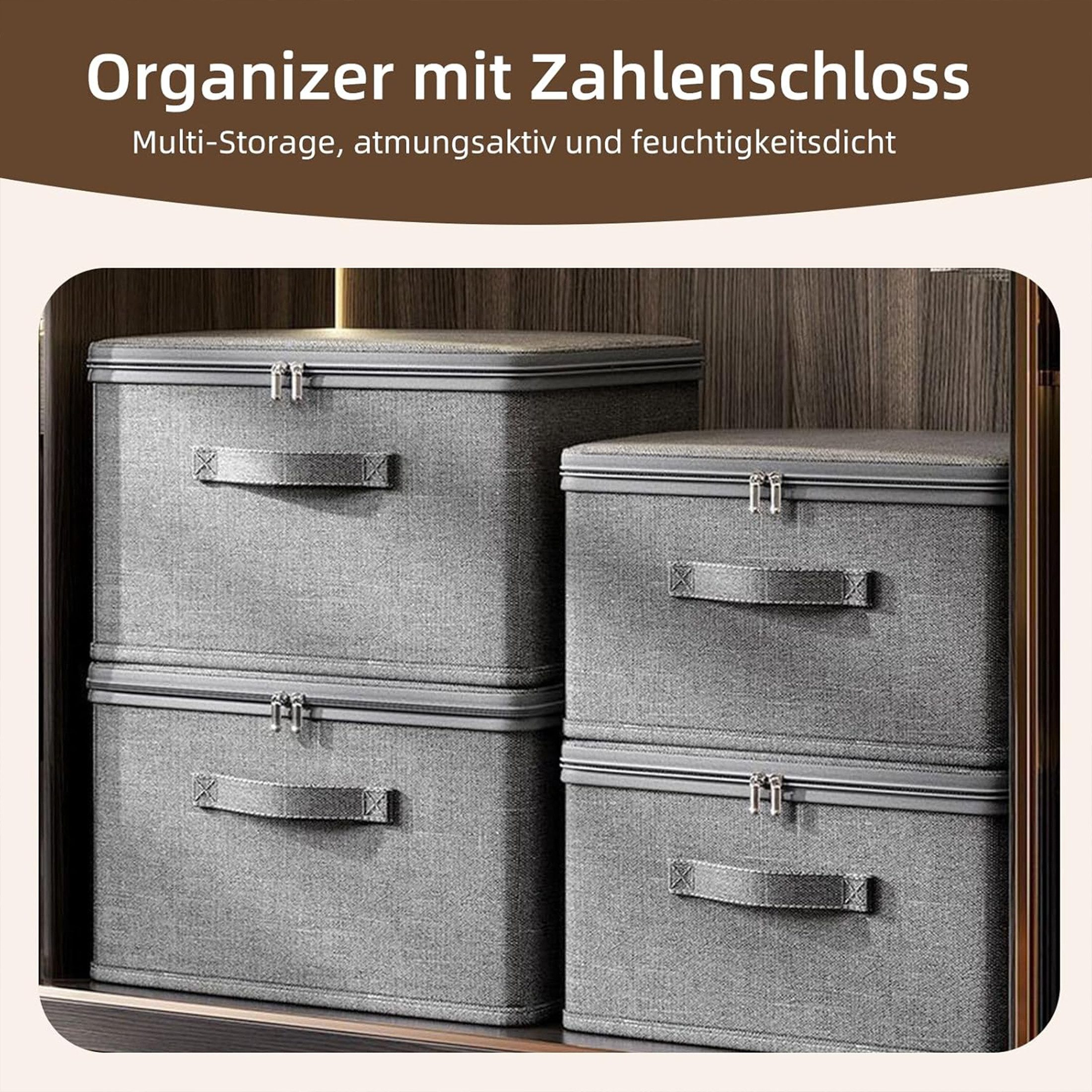 Luckice Aufbewahrungsbox Faltbare mit Deckel, Aufbewahrungsorganizer 45x30x30cm (Faltbarer Aufbewahrungsbehälter mit Deckel, Aufbewahrungsbox Veranstalter für S – Bild 4 von 5
