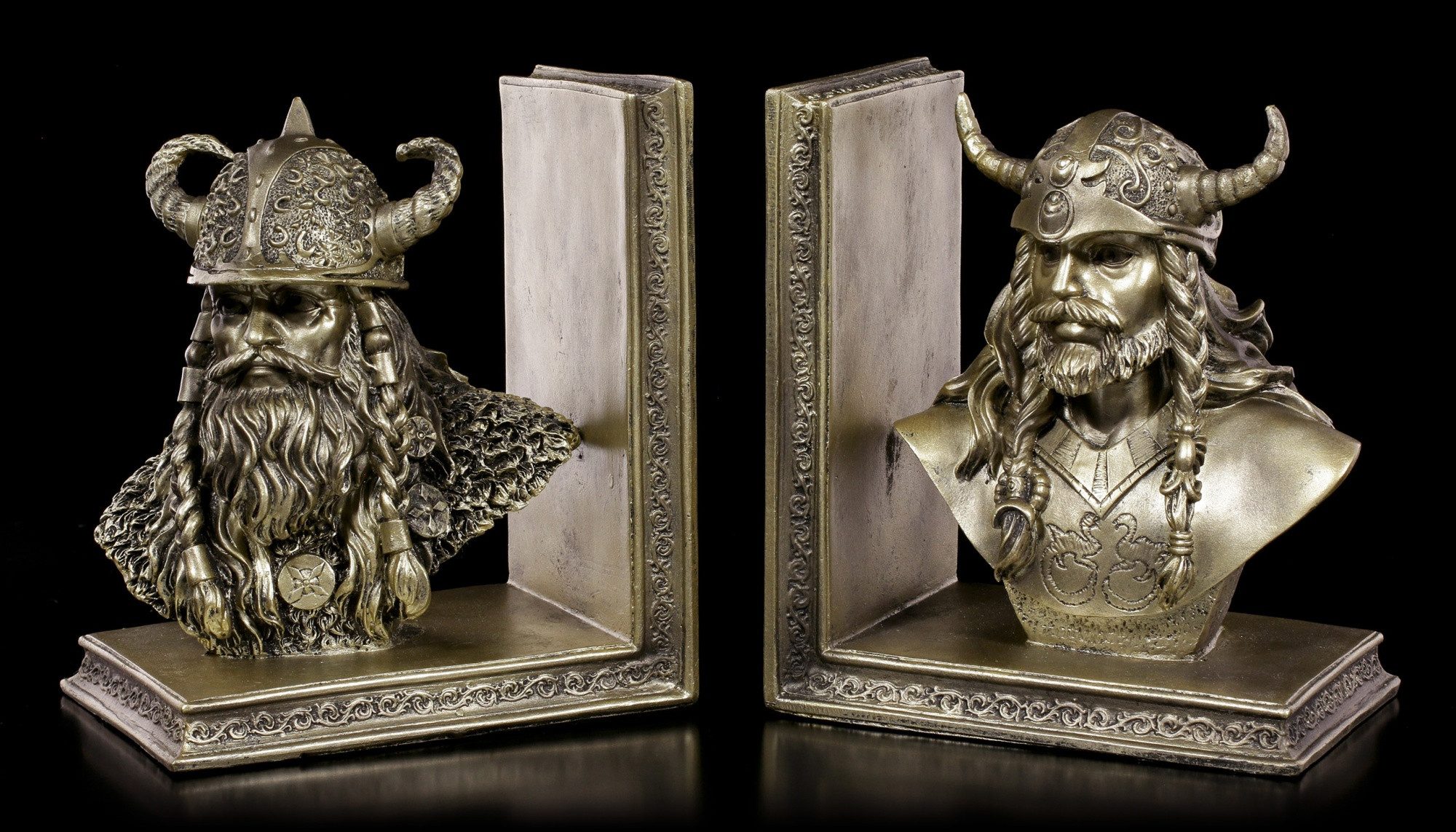 Figuren Shop GmbH Buchstütze Wikinger Buchstützen – Krieger Figuren Bronze günstig online kaufen