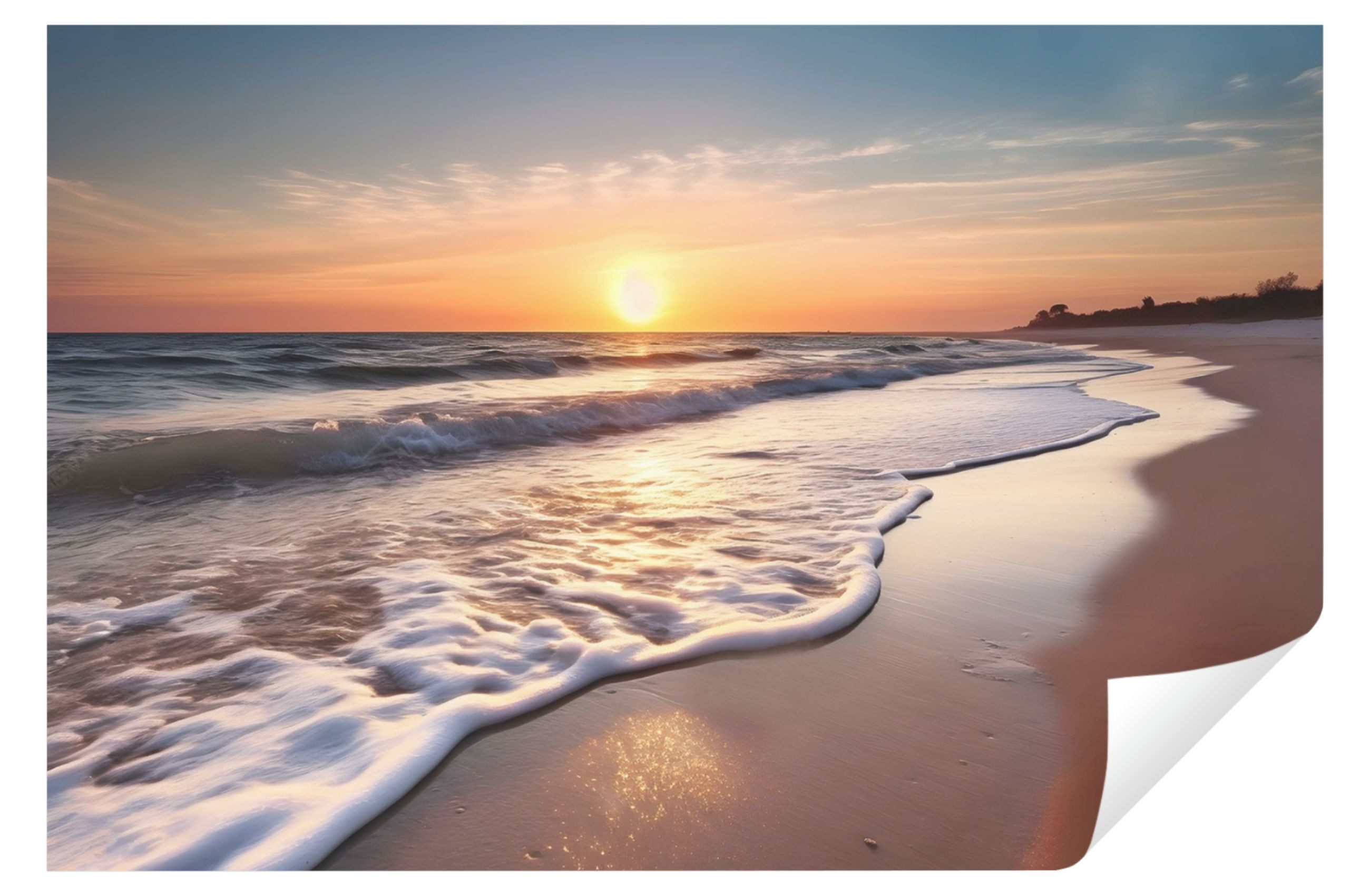 Wallarena Fototapete Strand Meer Landschaft Vlies Tapete Wohnzimmer Schlafzimmer Wandtapete, Glatt Vlies Struktur Vinyl, Natur, Sonnenuntergang, Tapete inklusive Kleister Vliestapete Motivtapete