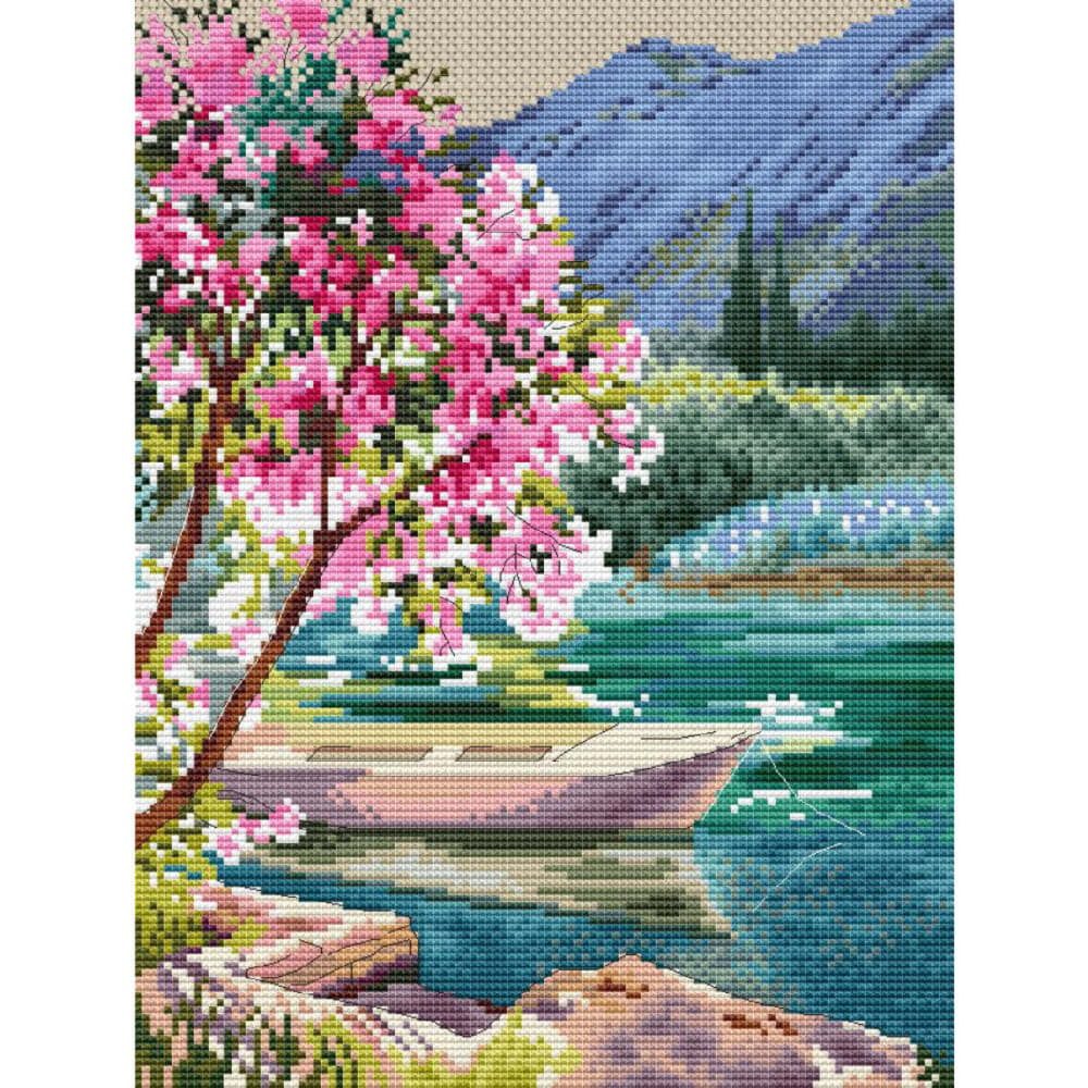 Collection D'art Kreativset CDA Kreuzstich Stickpackung "Morgen in Rosa", Zählmuster, 20x26,5cm, (embroidery kit by Marussia)