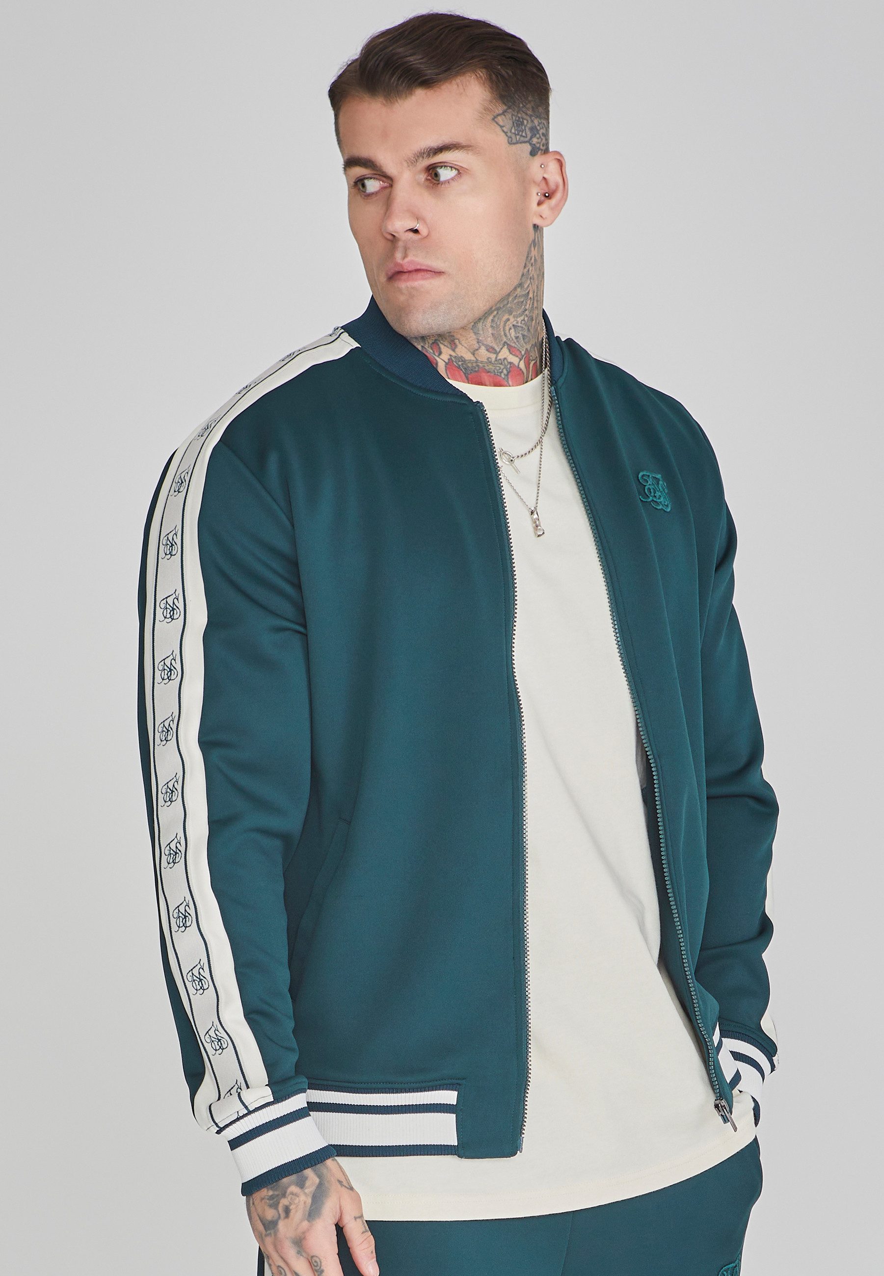 Siksilk Bomberjacke SikSilk Herren Grüne Bomberjacke